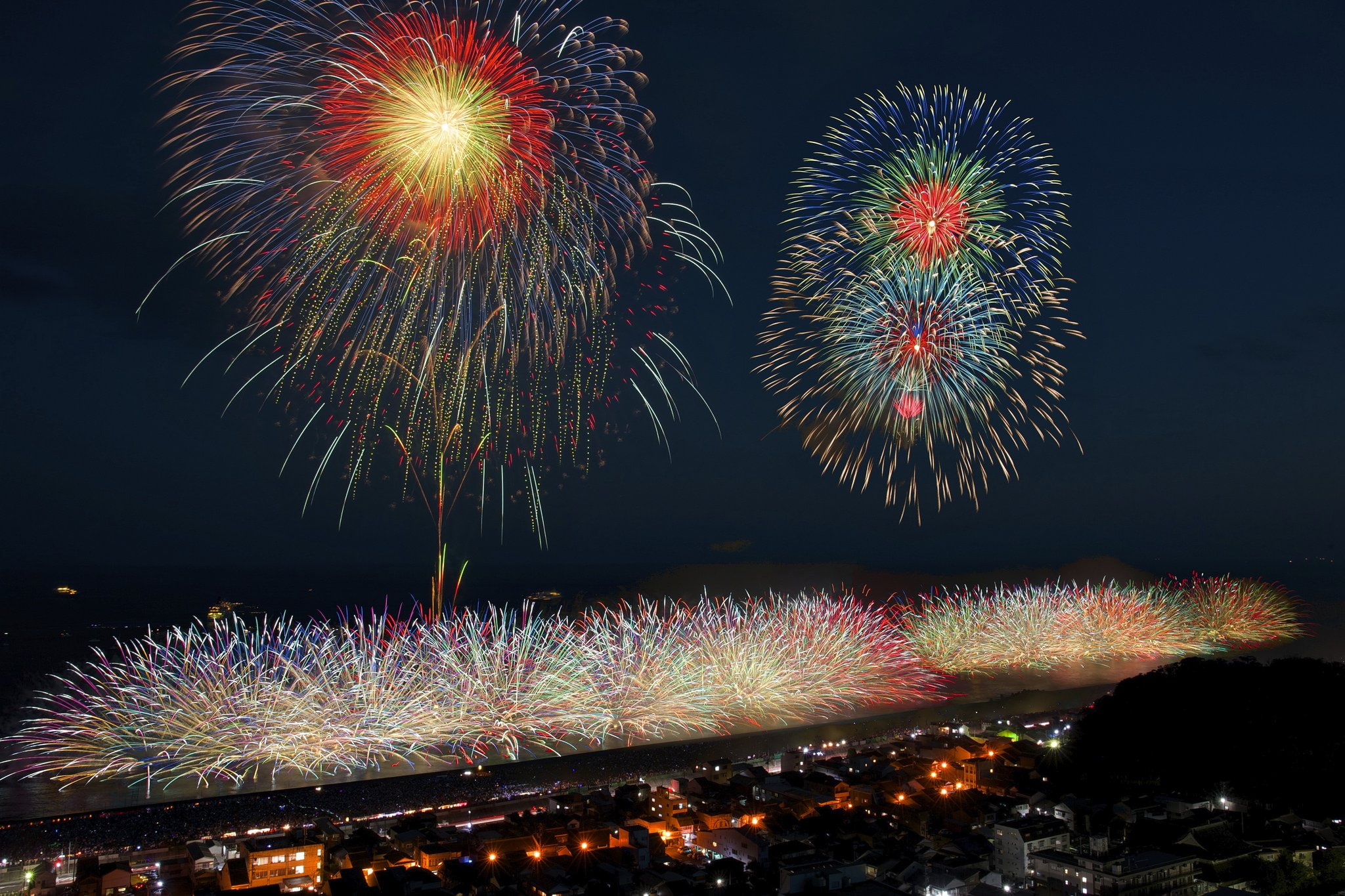 night, 1080P, fireworks, light, feu, sky, d 039 artifice, HD Wallpaper