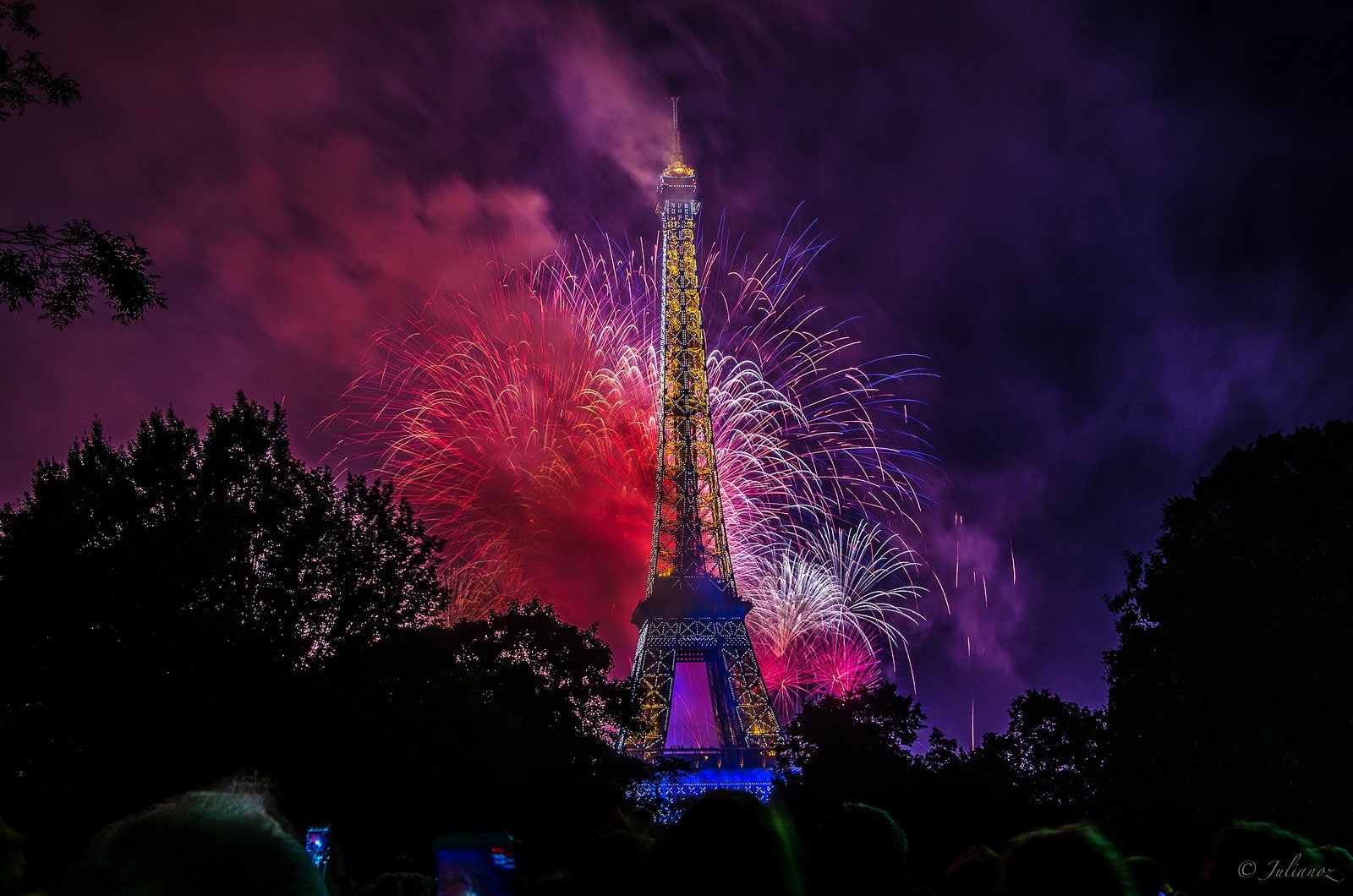 720P, night, sky, light, feu, fireworks, d 039 artifice, HD Wallpaper
