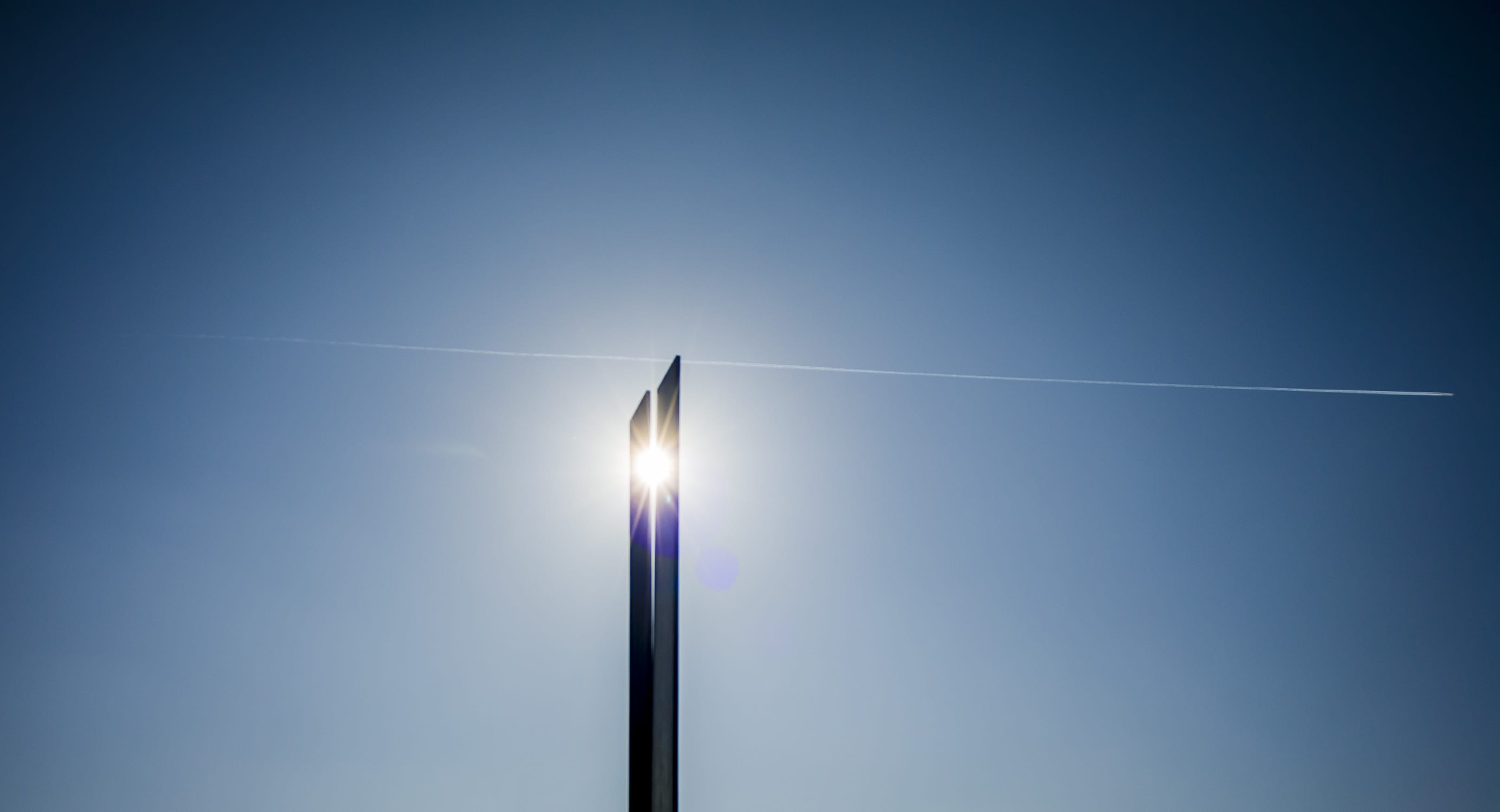 simplicity, nature, sunlight, flying, lens flare, bright, sky, linz, single object, cloud - sky, blue background, copy space, blue, austria, day, glowing, HD Wallpaper