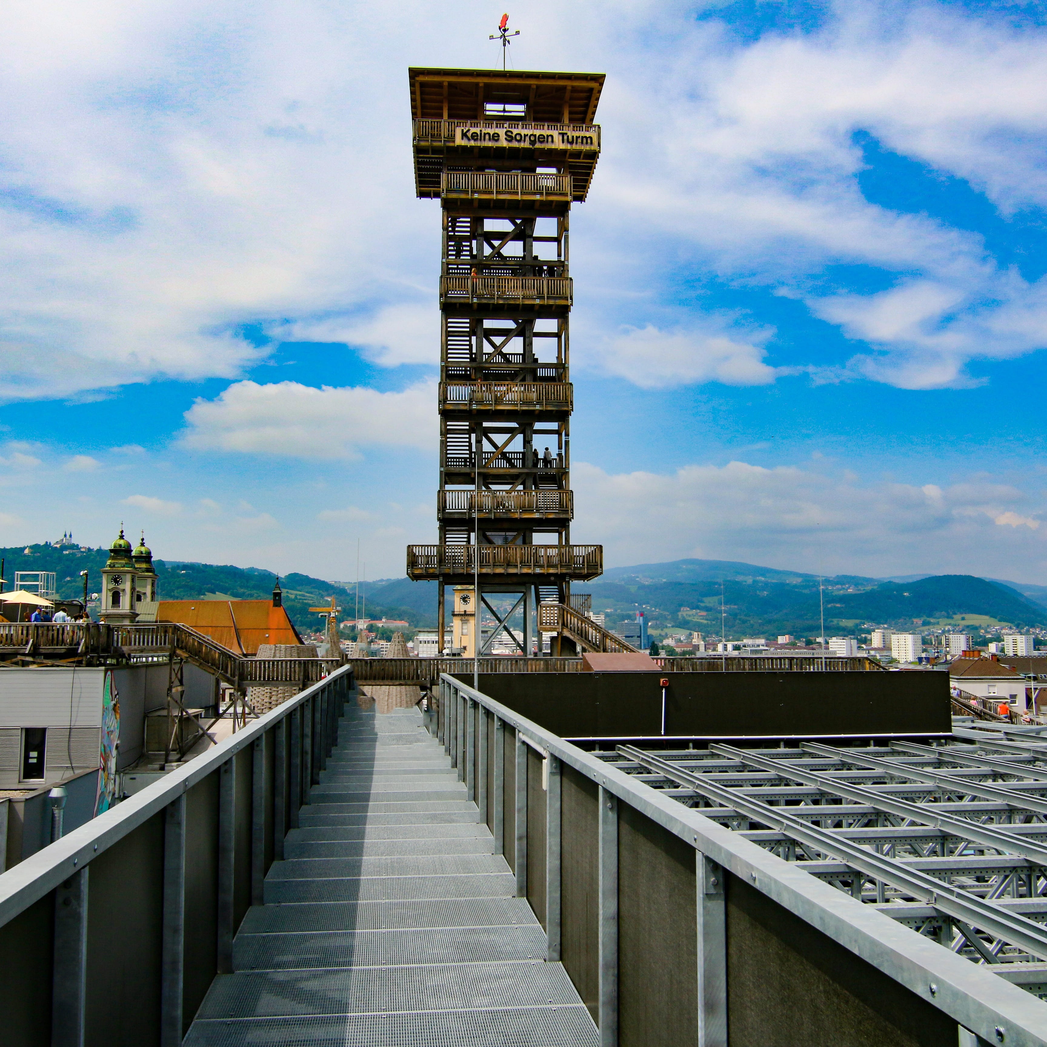 Linz, roof, day, wooden structure, cloud - sky, pier, building exterior, Home, no fear, nature, water, old town, sky, City, building, no people, travel destinations, Phone HD Wallpaper
