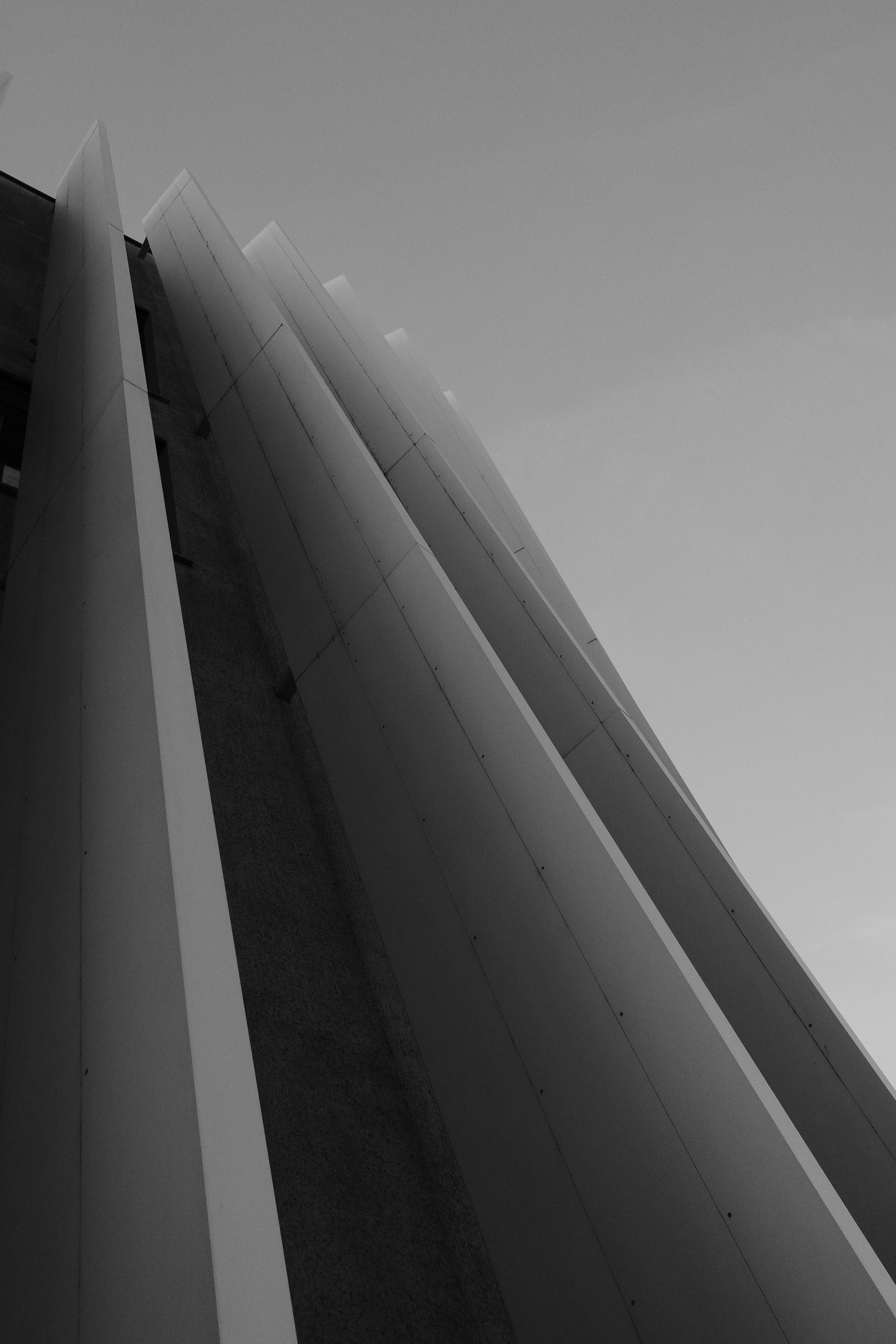 mode of transportation, 4K, low angle view, sky, no people, nature, austria, day, tall - high, built structure, blackandwhite, outdoors, sunlight, building, Phone HD Wallpaper