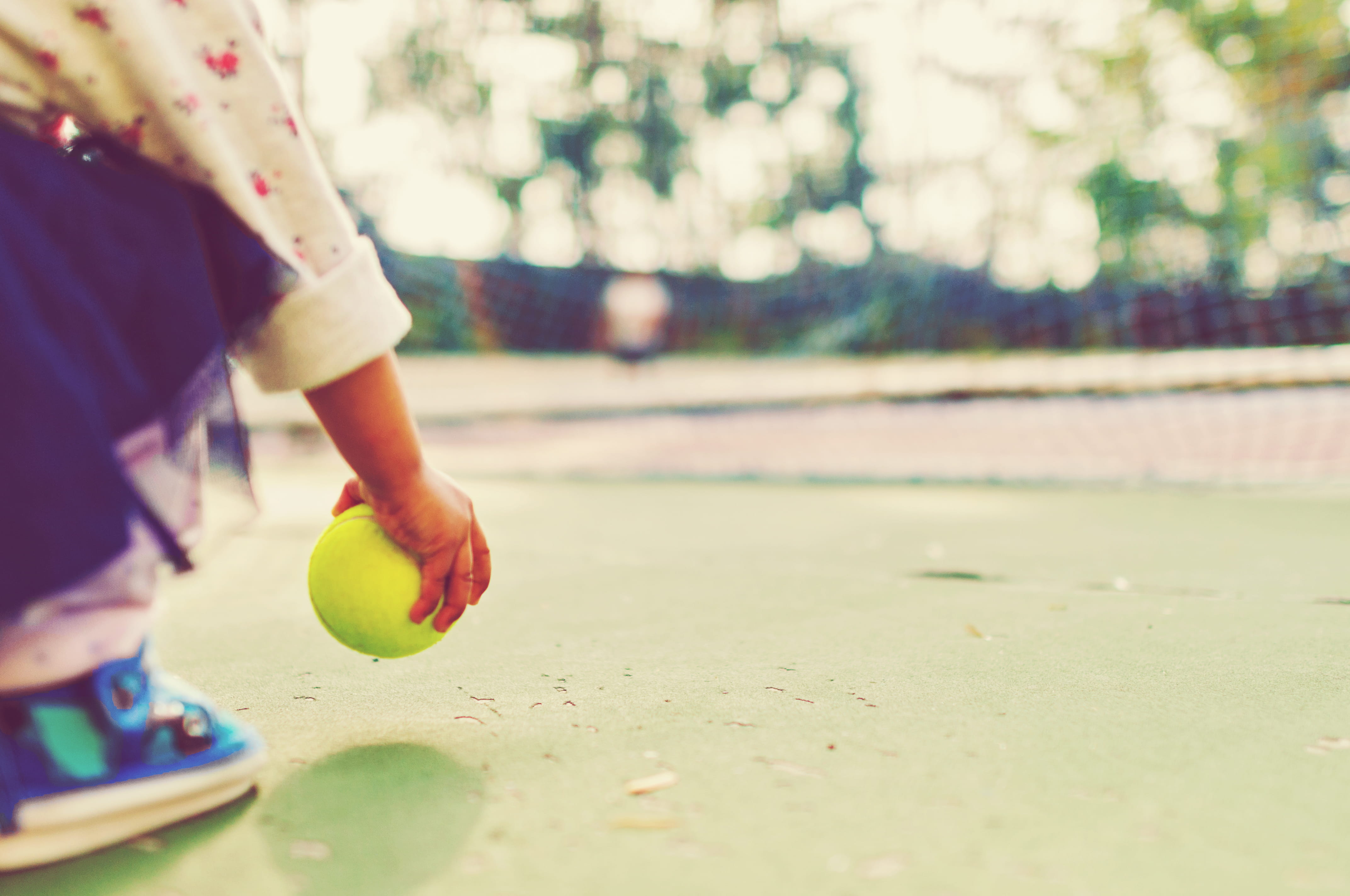 selective focus, footwear, childhood, lifestyles, real people, outdoors, sports equipment, net, sphere, human body part, toddler, clothing, holding, day, HD Wallpaper