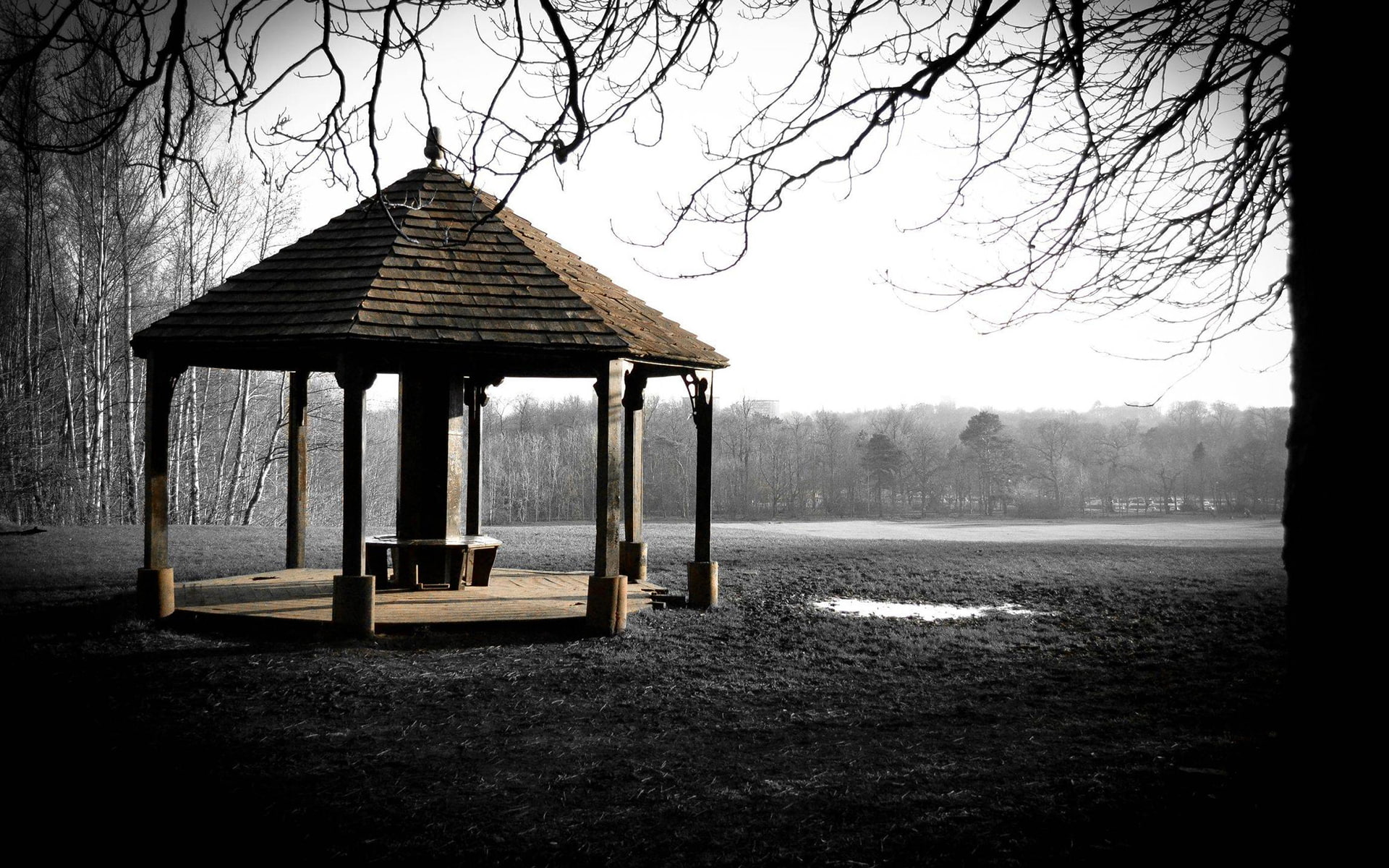 1080P, nature, hd, colorsplash, gazebo, HD Wallpaper