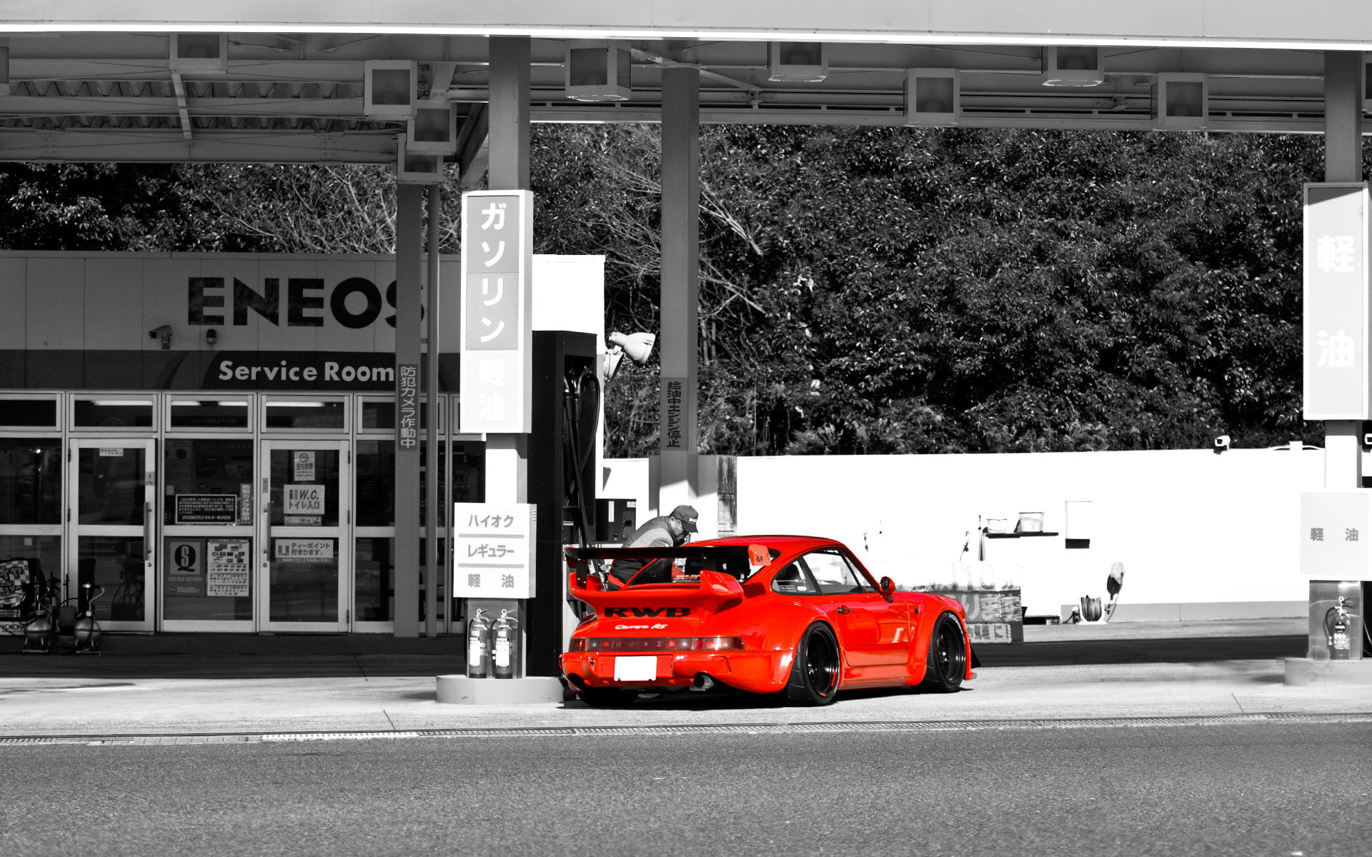 coupe, porsche, red, hd, colorsplash, 1080P, cars, HD Wallpaper