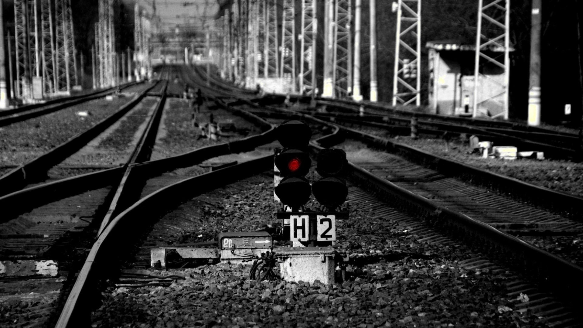 railroad, colorsplash, rails, 1080P, HD Wallpaper
