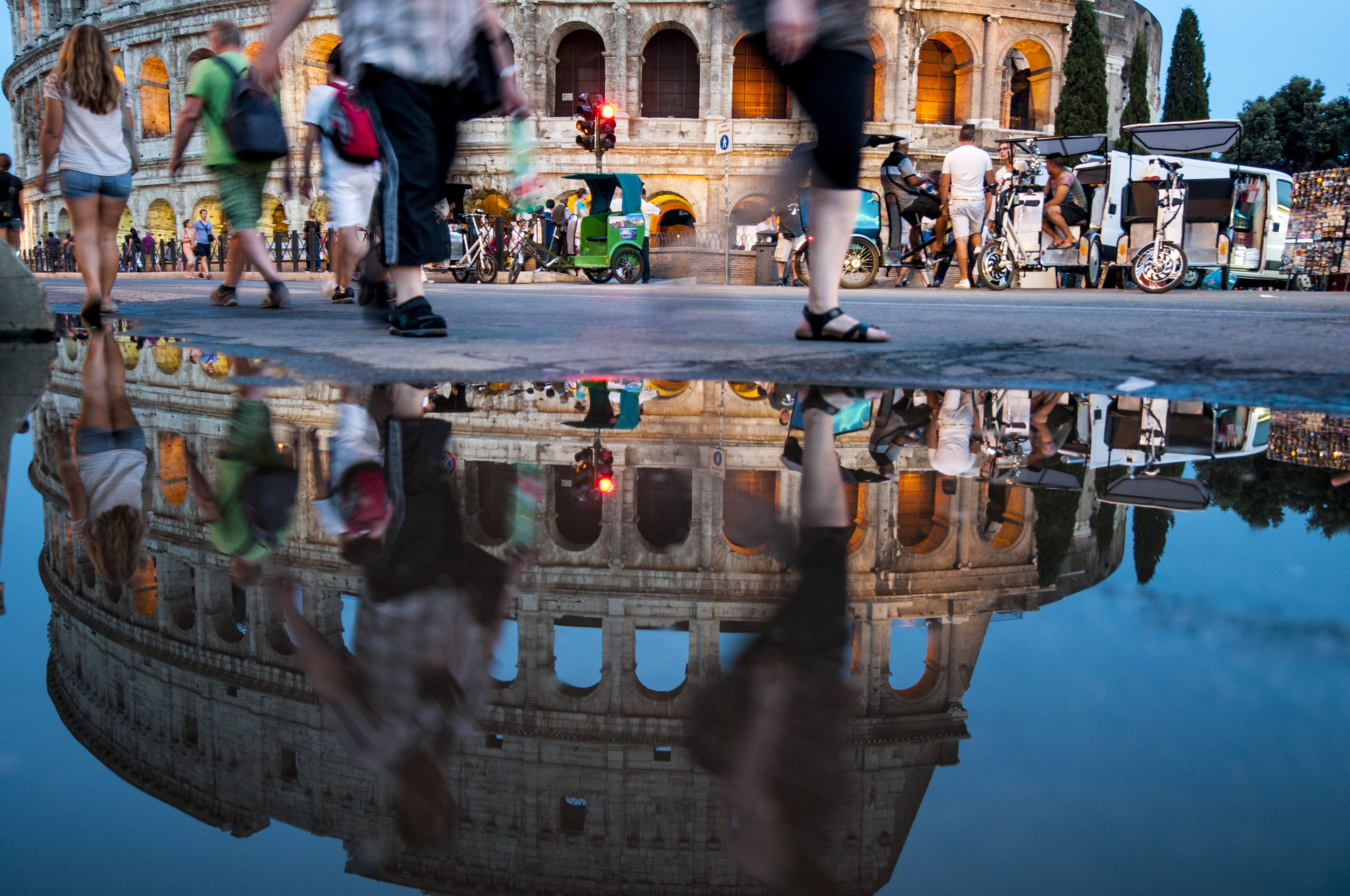 group of people, waterfront, real people, day, people, built structure, travel destinations, outdoors, landscape, blue, colosseum, city, architecture, pedestrian, HD Wallpaper
