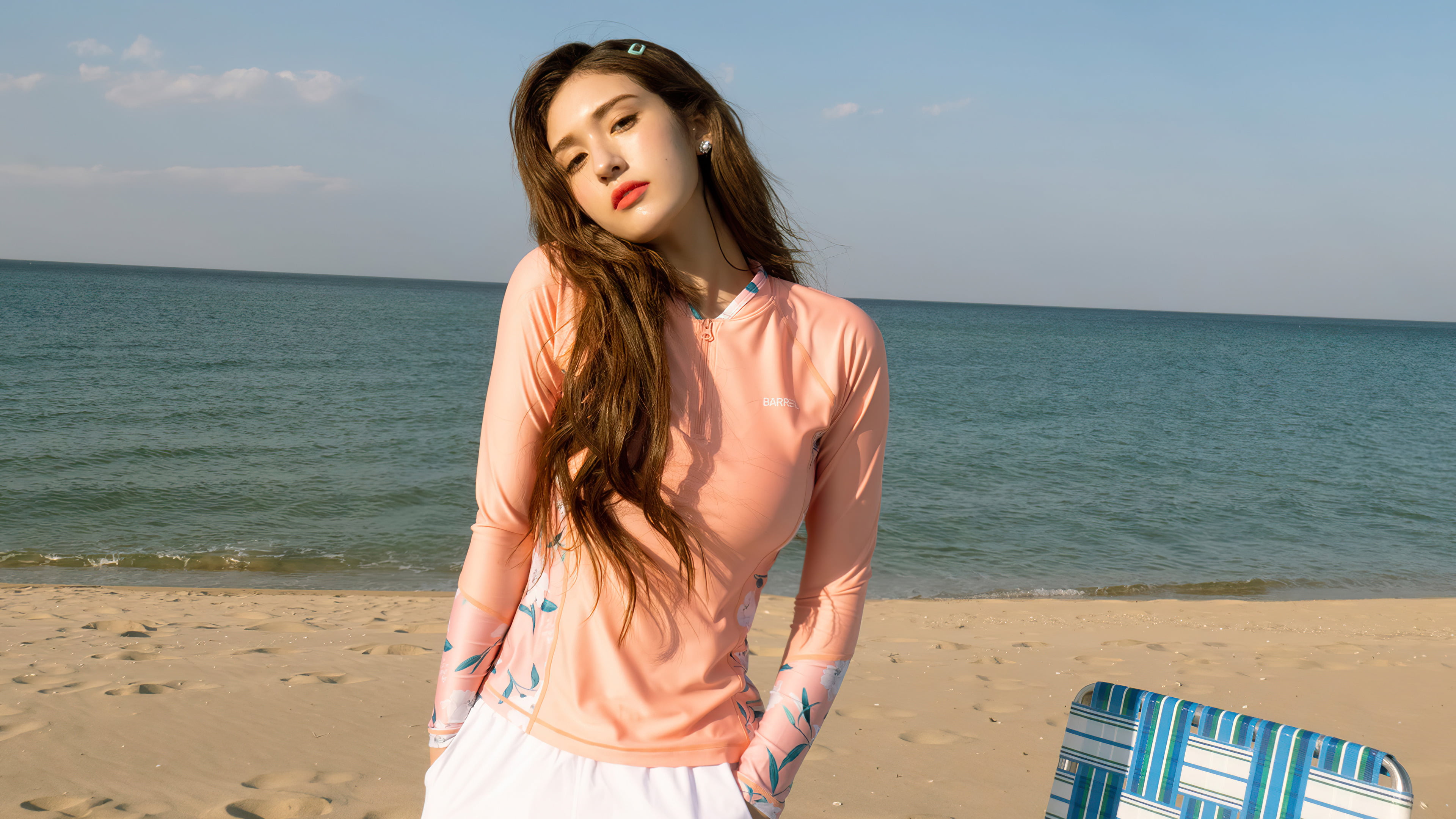 Somi, Asian, beach, K-pop, women, 4K, HD Wallpaper