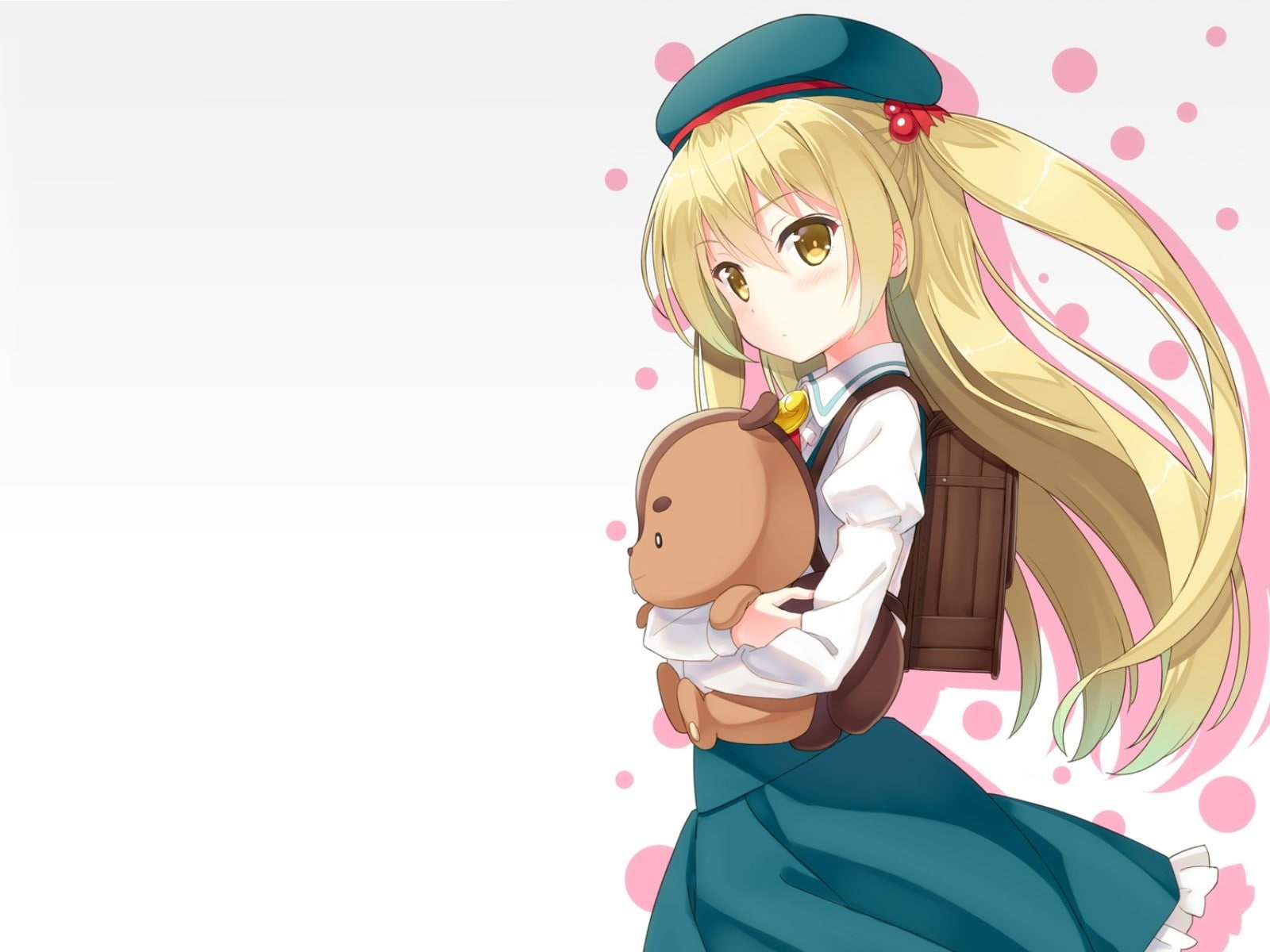 hat, Inou-Battle wa Nichijou-kei no Naka de, teddy bears, Chifuyu Himeki, blonde, 720P, anime girls, anime, HD Wallpaper