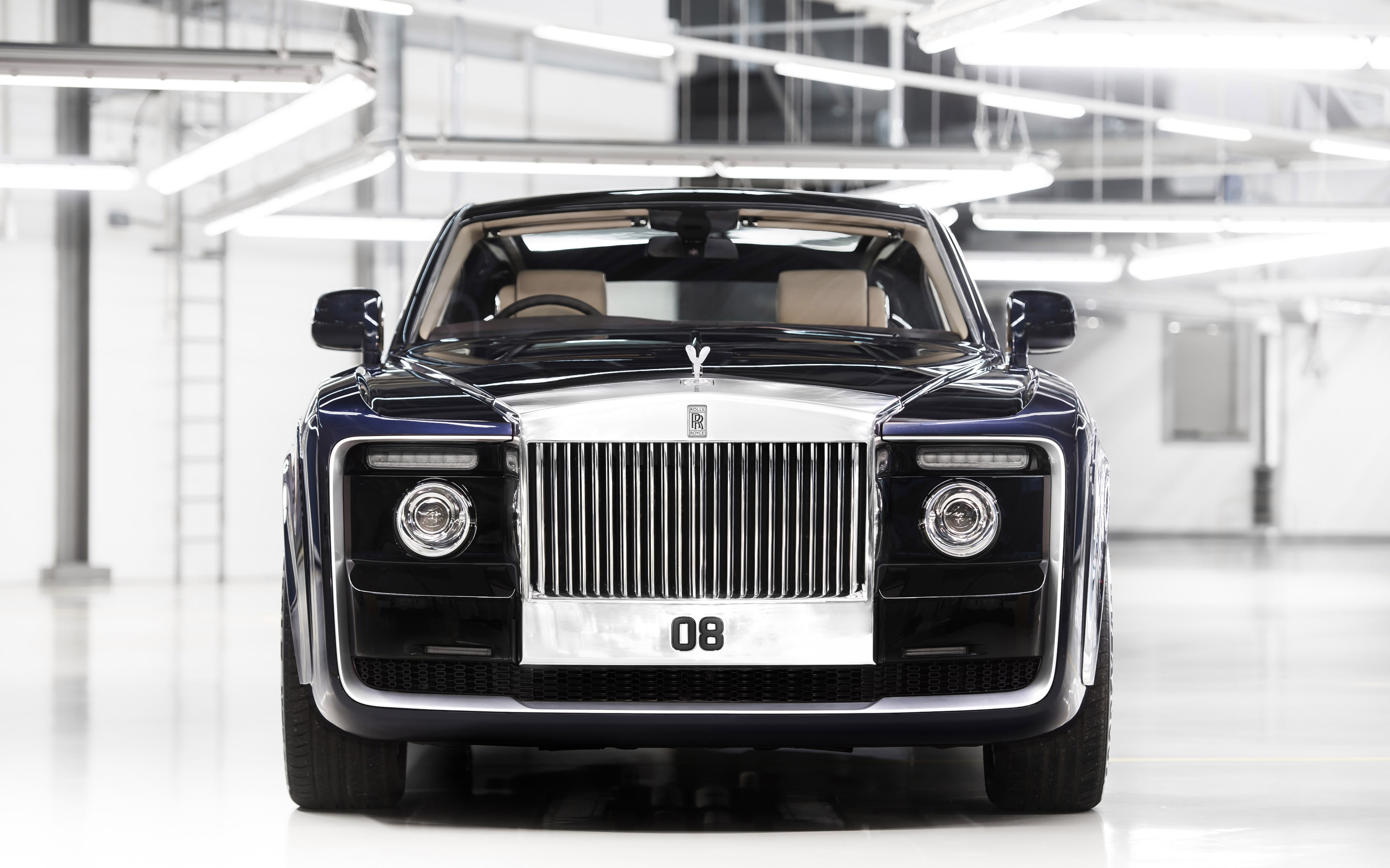 luxury, cars, rolls-royce sweptail, black, 4K, front view, Vehicle, HD Wallpaper