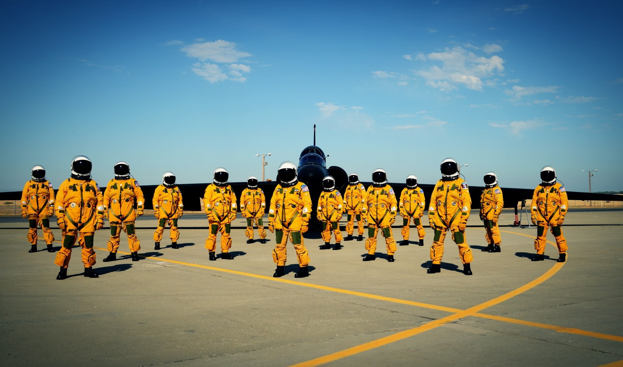 aircraft lockheed u 2, group of people, street, marching, rear view, crowd, security, military, 1080P, uniform, marching band, real people, day, cooperation, HD Wallpaper