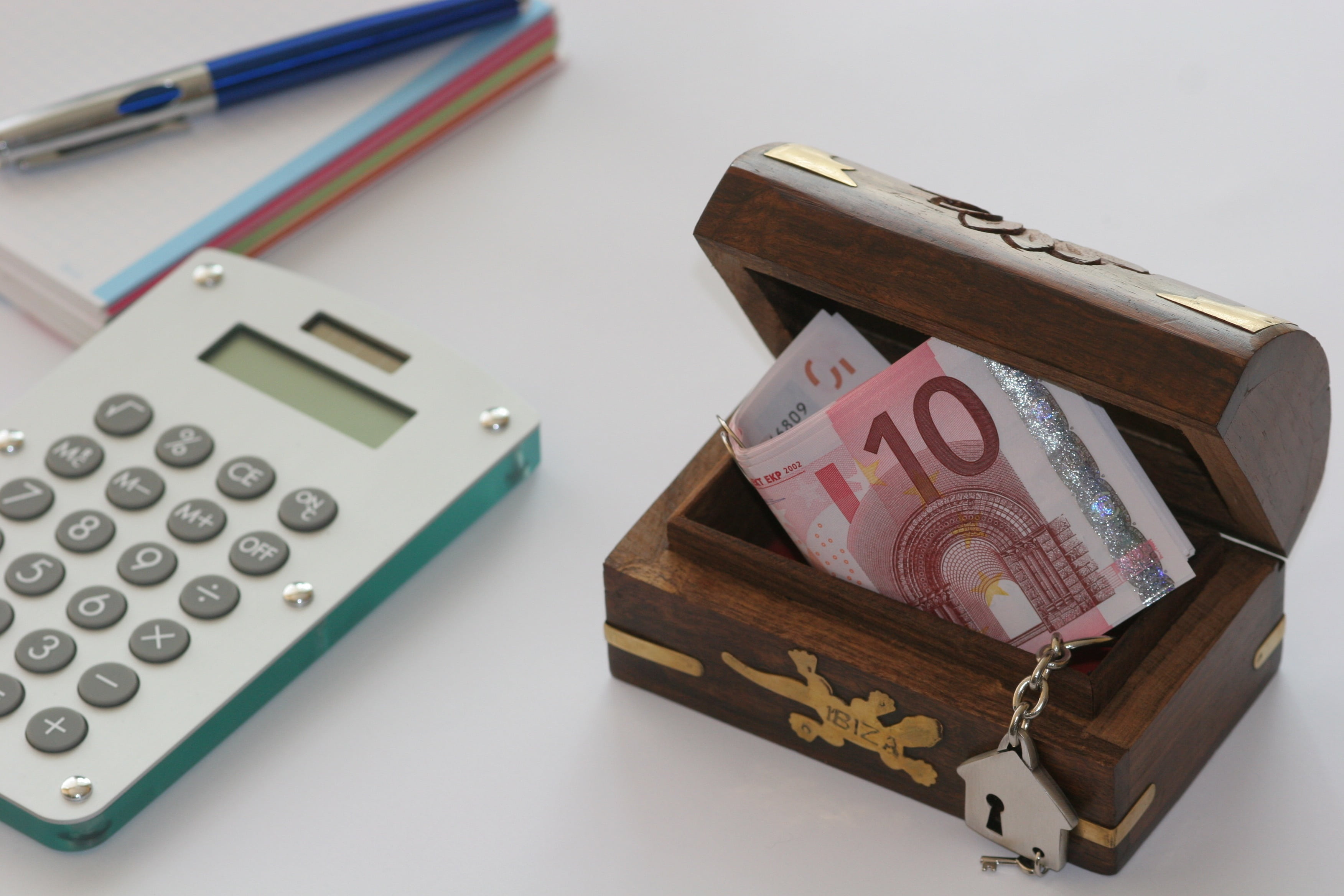 brown, no people, finance and economy, paper currency, close-up, indoors, expense, economy, money, banknote, calculator, currency, studio shot, white background, HD Wallpaper