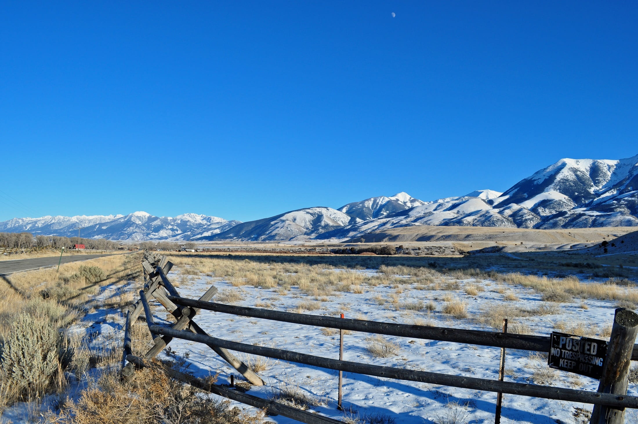 no people, outdoors, sky, mountain range, mountain, grass, brown, cold temperature, wood, scenics - nature, copy space, blue, daylight, road, tranquility, HD Wallpaper