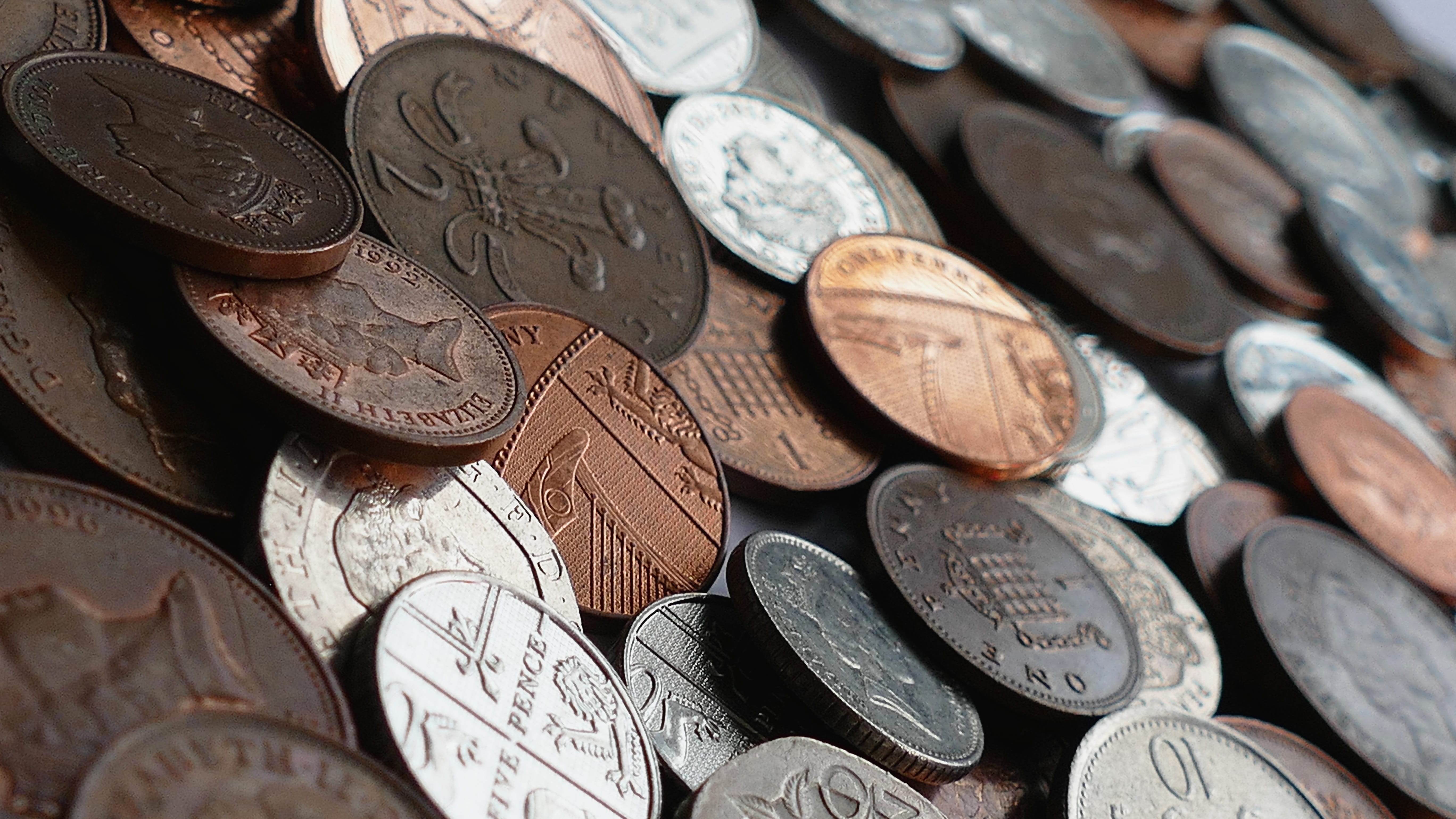 denomination, business, full frame, coin, coins, 5K, choice, still life, no people, savings, currency, close-up, indoors, finance, wealth, variation, text, HD Wallpaper