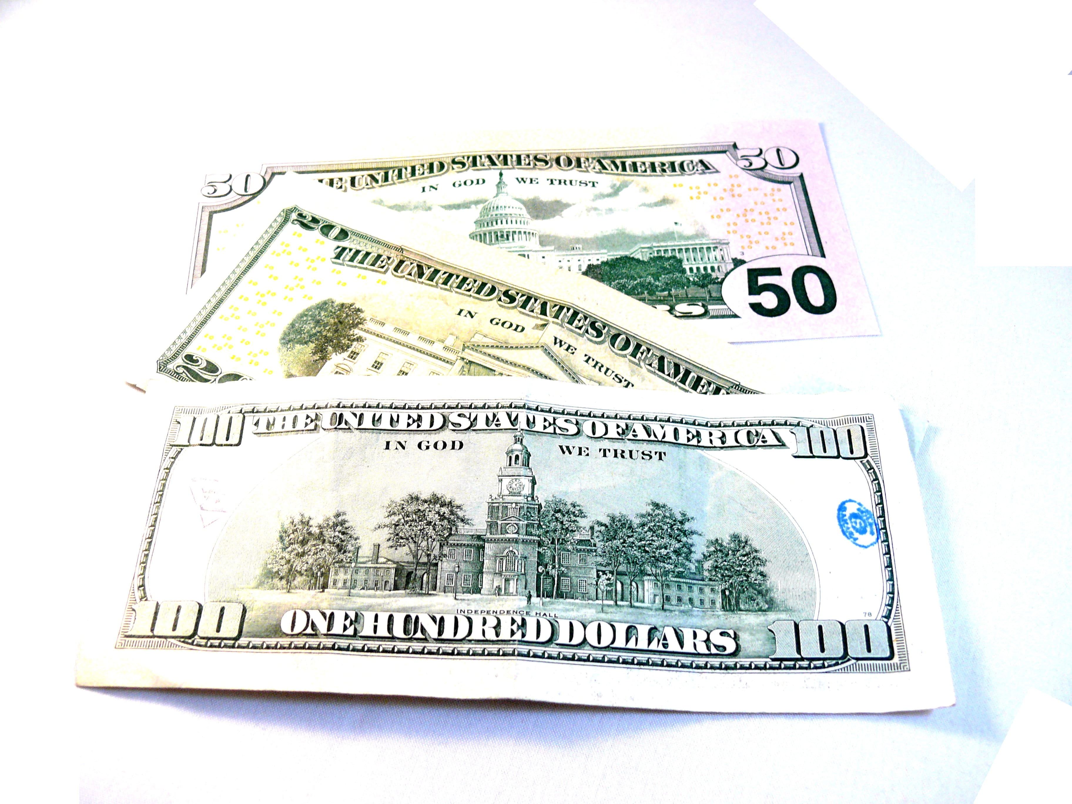 cut out, usa, no people, single object, communication, assorted, banknotes, dollar, 100, currency, western script, notes, money, white background, close-up, HD Wallpaper