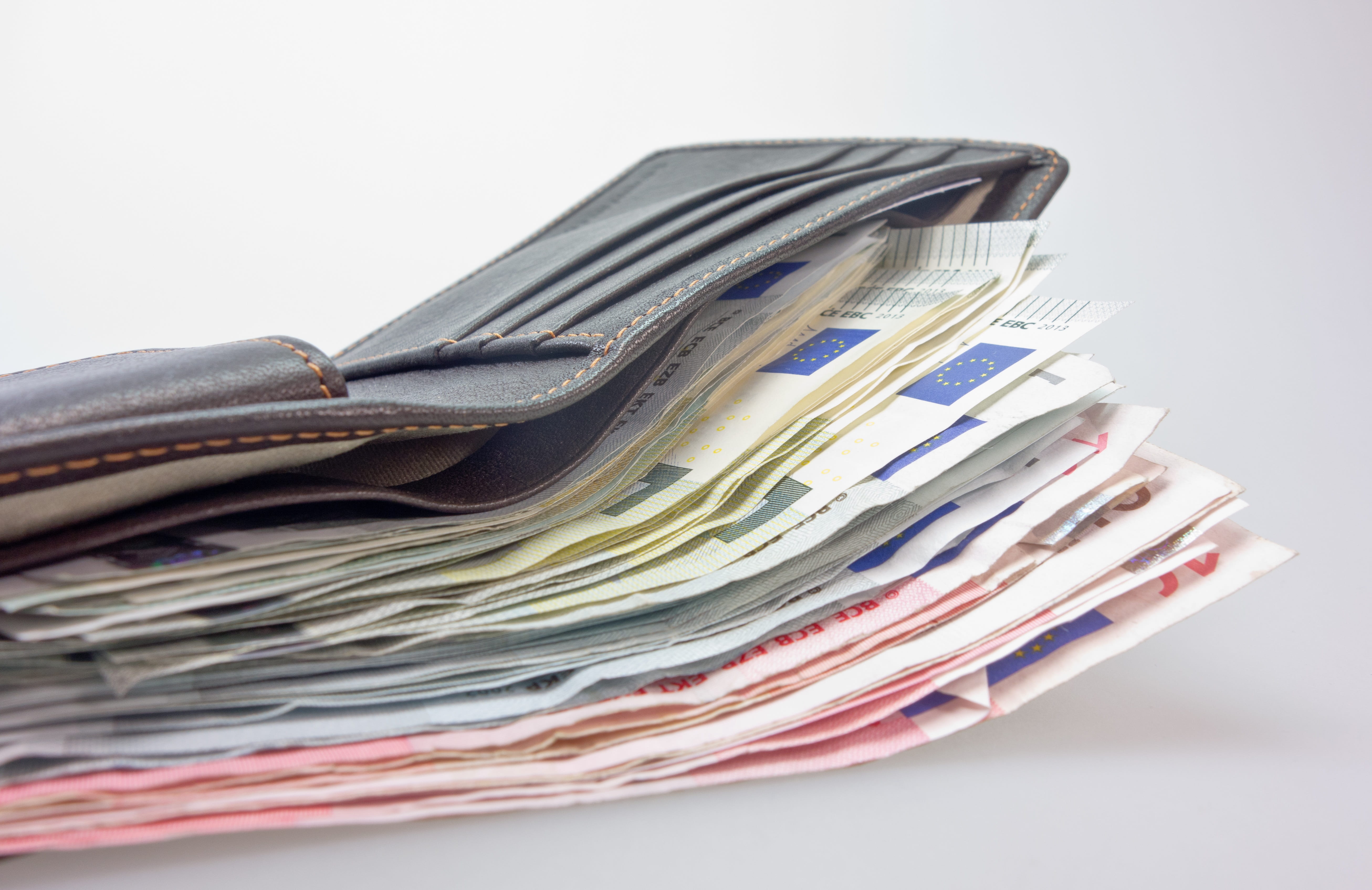 consumerism, studio shot, abundance, reserve, large group of objects, paper, finance, assorted, economy, stack, euro, man purse, indoors, the media, document, HD Wallpaper