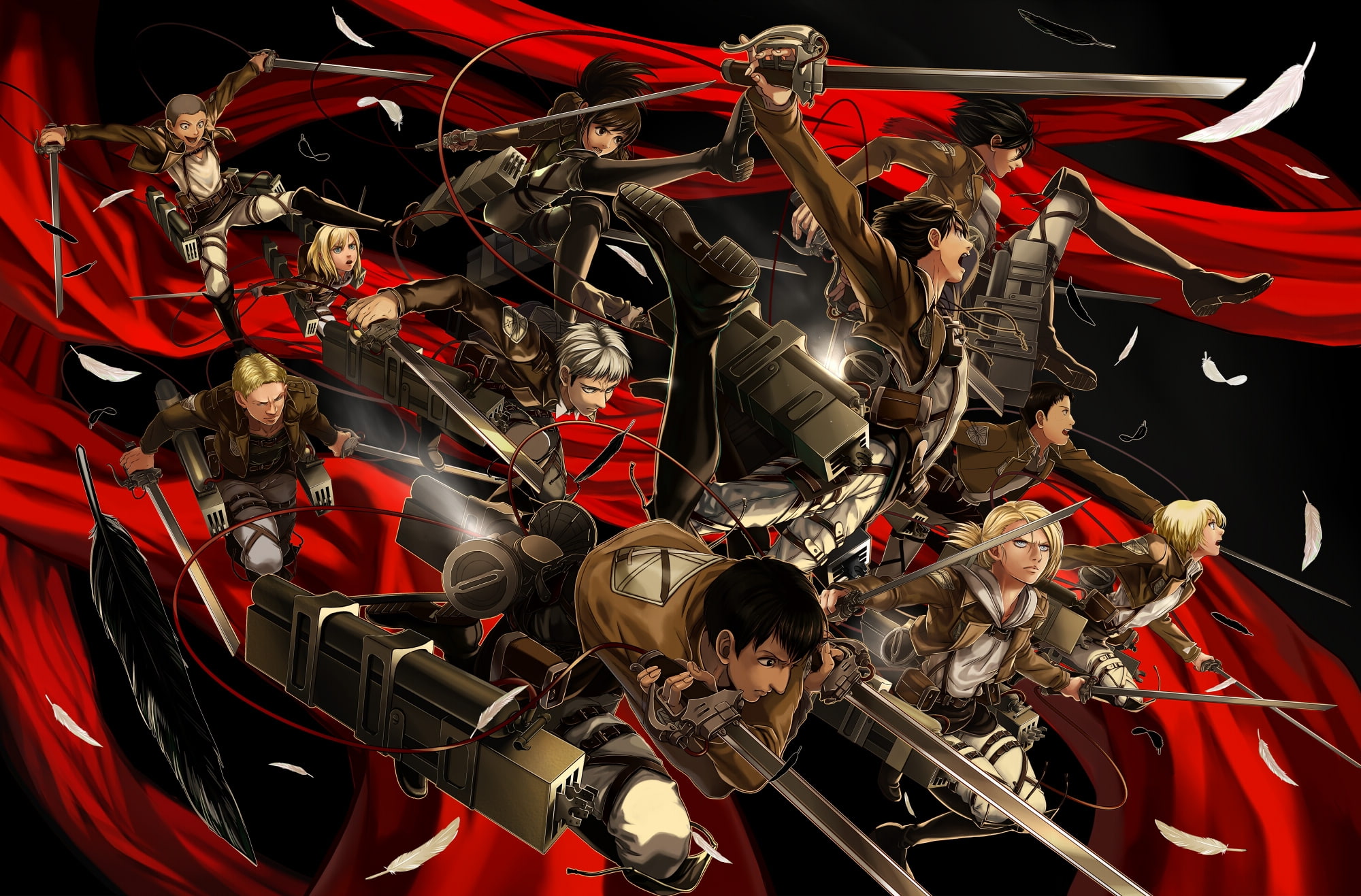 group of people, 2000x1317 px, musical instrument, shingeki, high angle view, leisure activity, celebration, event, real people, kyojin, transportation, HD Wallpaper