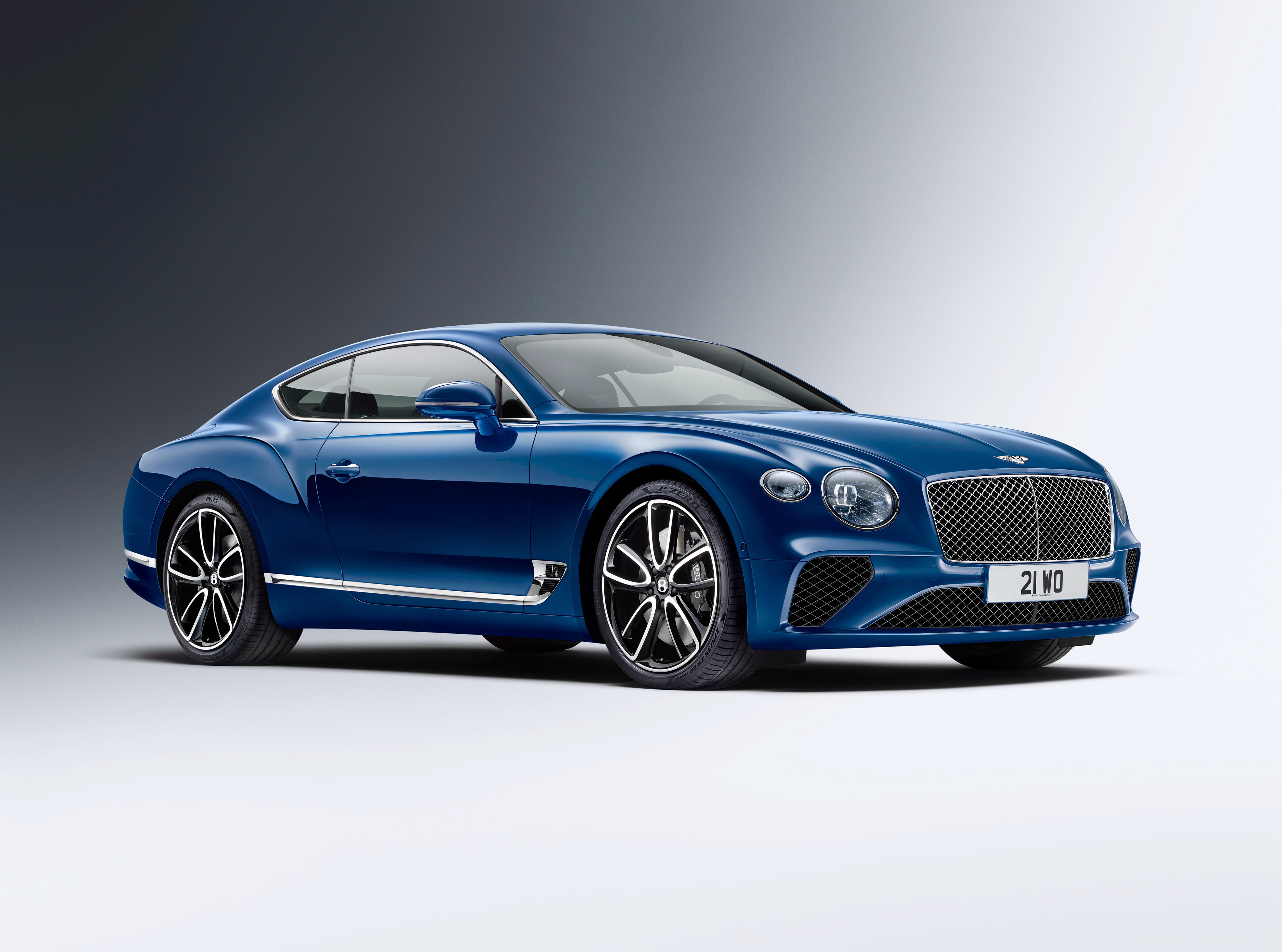 indoors, sports car, convertible, land vehicle, mode of transportation, Bentley Continental GT, 4K, luxury, chrome, shiny, metal, blue, silver colored, HD Wallpaper