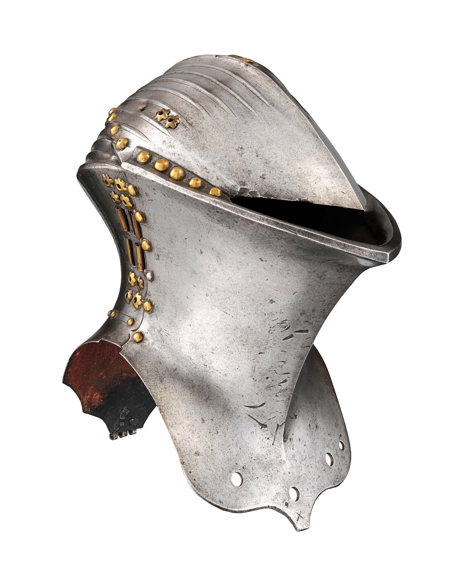 headwear, metal industry, helmet, white background, copy space, brown, studio shot, protection, 1080P, still life, knight, military, single object, the past, Phone HD Wallpaper