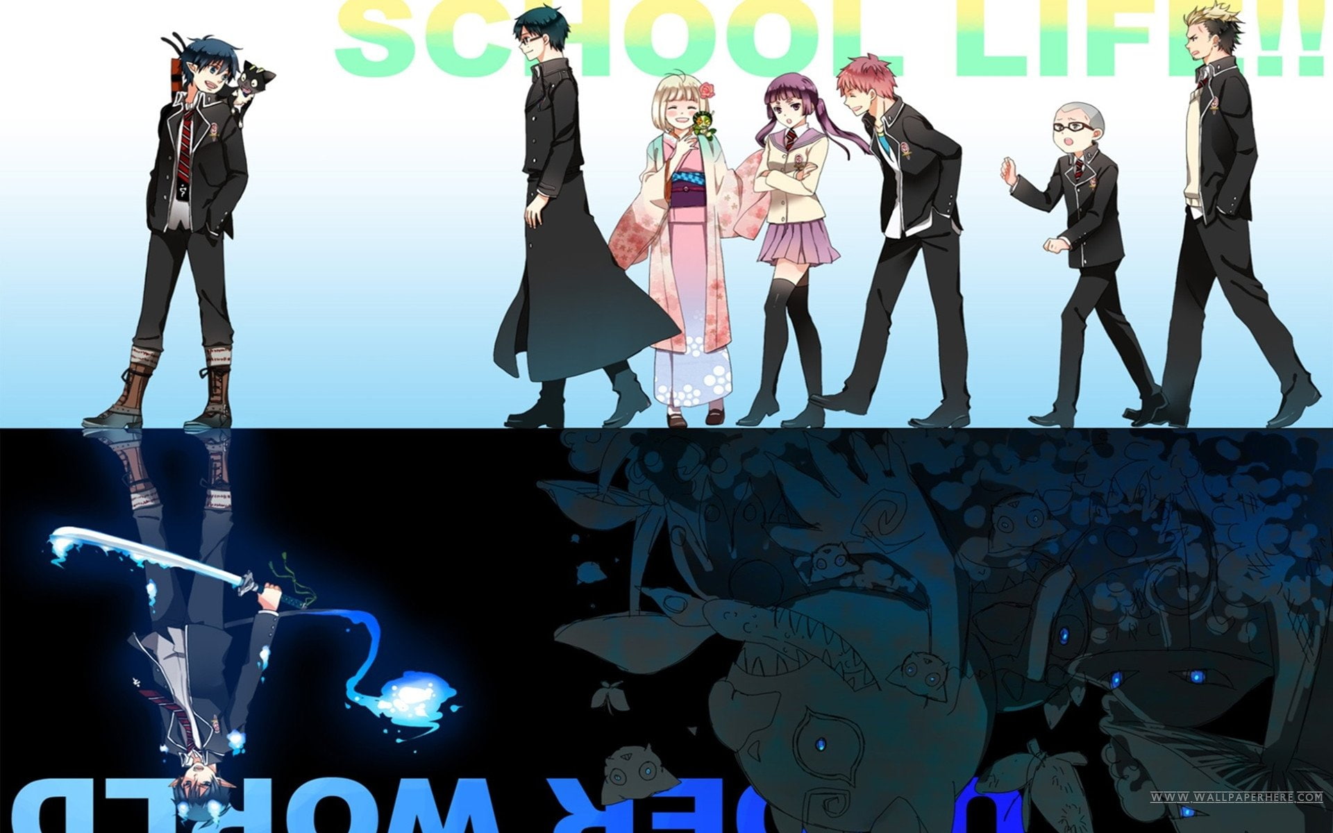 Renzo Shima, Nee (Ao No Exorcist), Blue Exorcist, full length, arts culture and entertainment, art and craft, Ao No Exorcist, character, Shiemi Moriyama, HD Wallpaper