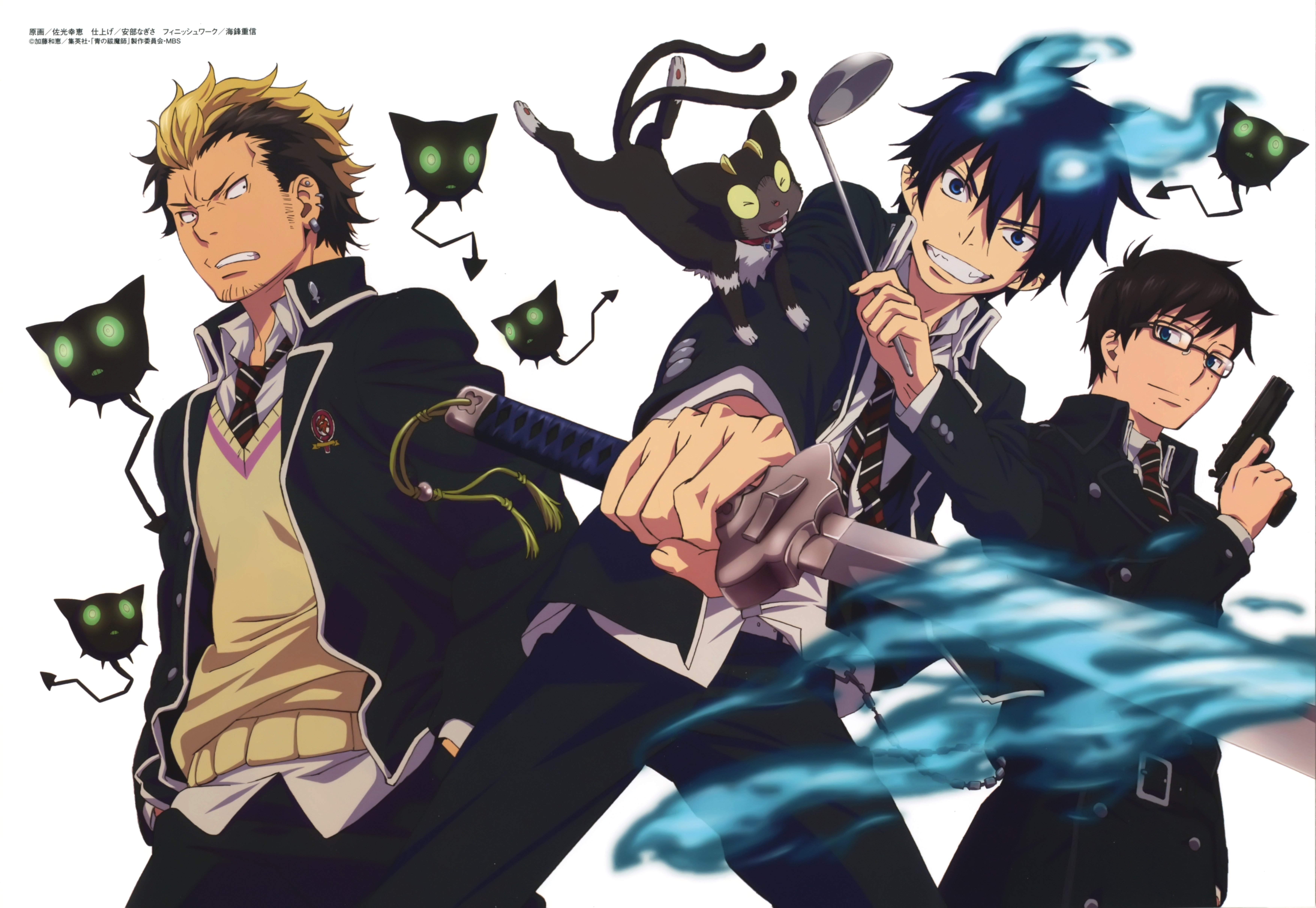 suguro, okumura, anime, male, neko, rin, ryuji, sword, series, yukio, yukie, 5K, exorcist, sakou, HD Wallpaper