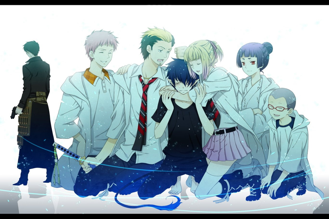 Shiemi Moriyama, auto post production filter, creativity, Renzo Shima, blue, front view, day, men, nature, women, people, real people, Blue Exorcist, Rin Okumura, HD Wallpaper