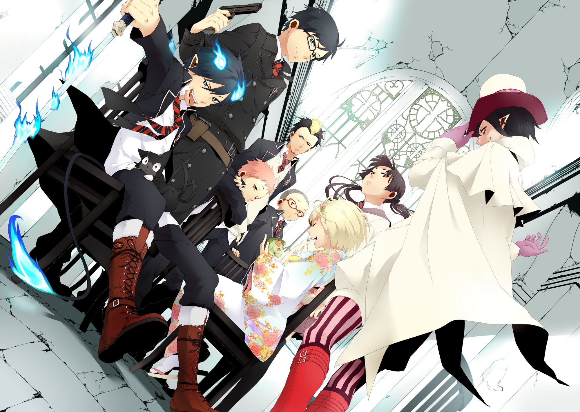 Konekomaru Miwa, Blue Exorcist, Rin Okumura, Mephisto Pheles, Shiemi Moriyama, Anime, 1080P, Izumo Kamiki, Ryuji Suguro, Renzo Shima, Ao No Exorcist, Yukio, HD Wallpaper