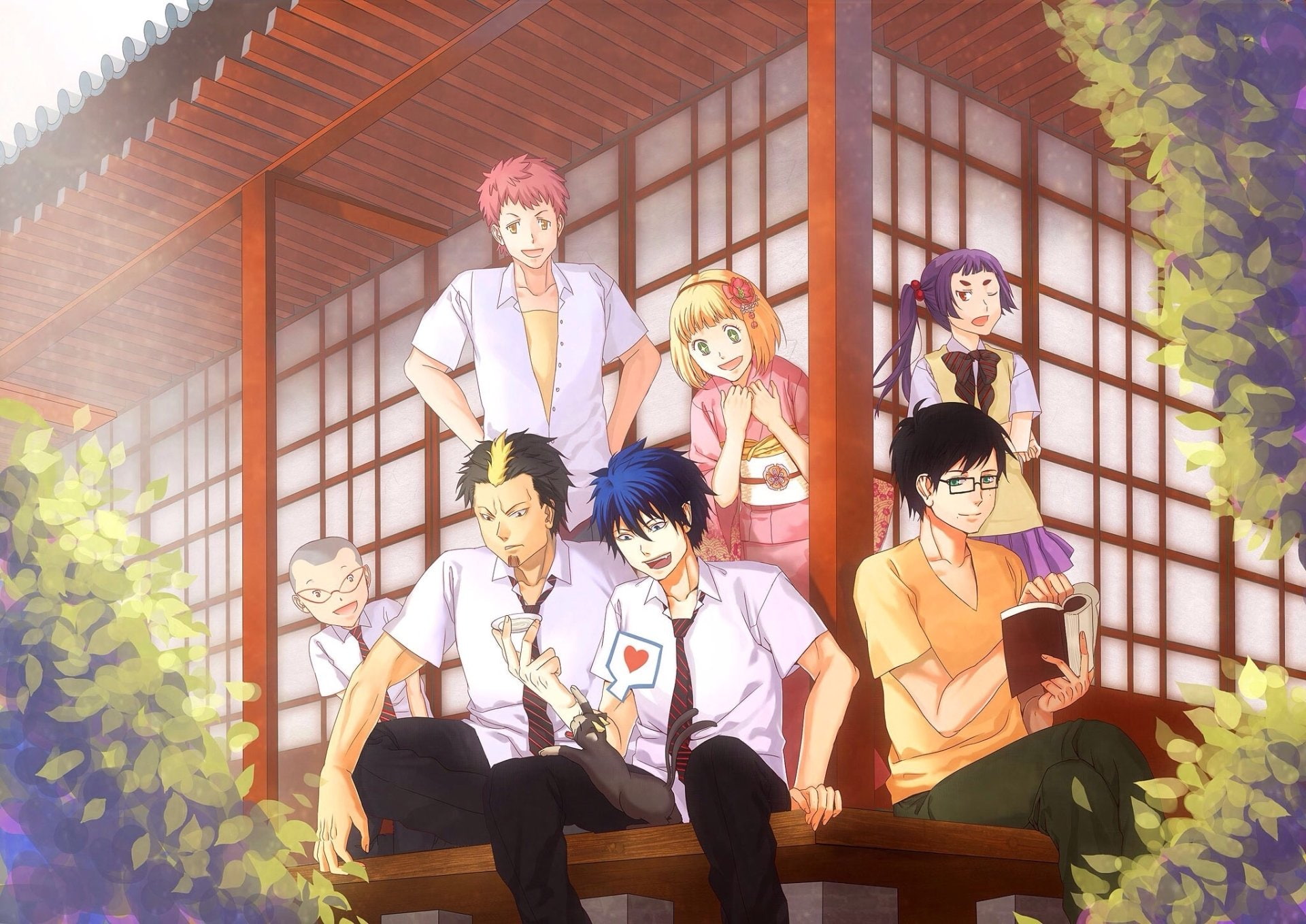 Yukio Okumura, 1080P, Renzo Shima, Konekomaru Miwa, Anime, Ao No Exorcist, Rin Okumura, Blue Exorcist, Ryuji Suguro, Izumo Kamiki, Shiemi Moriyama, HD Wallpaper