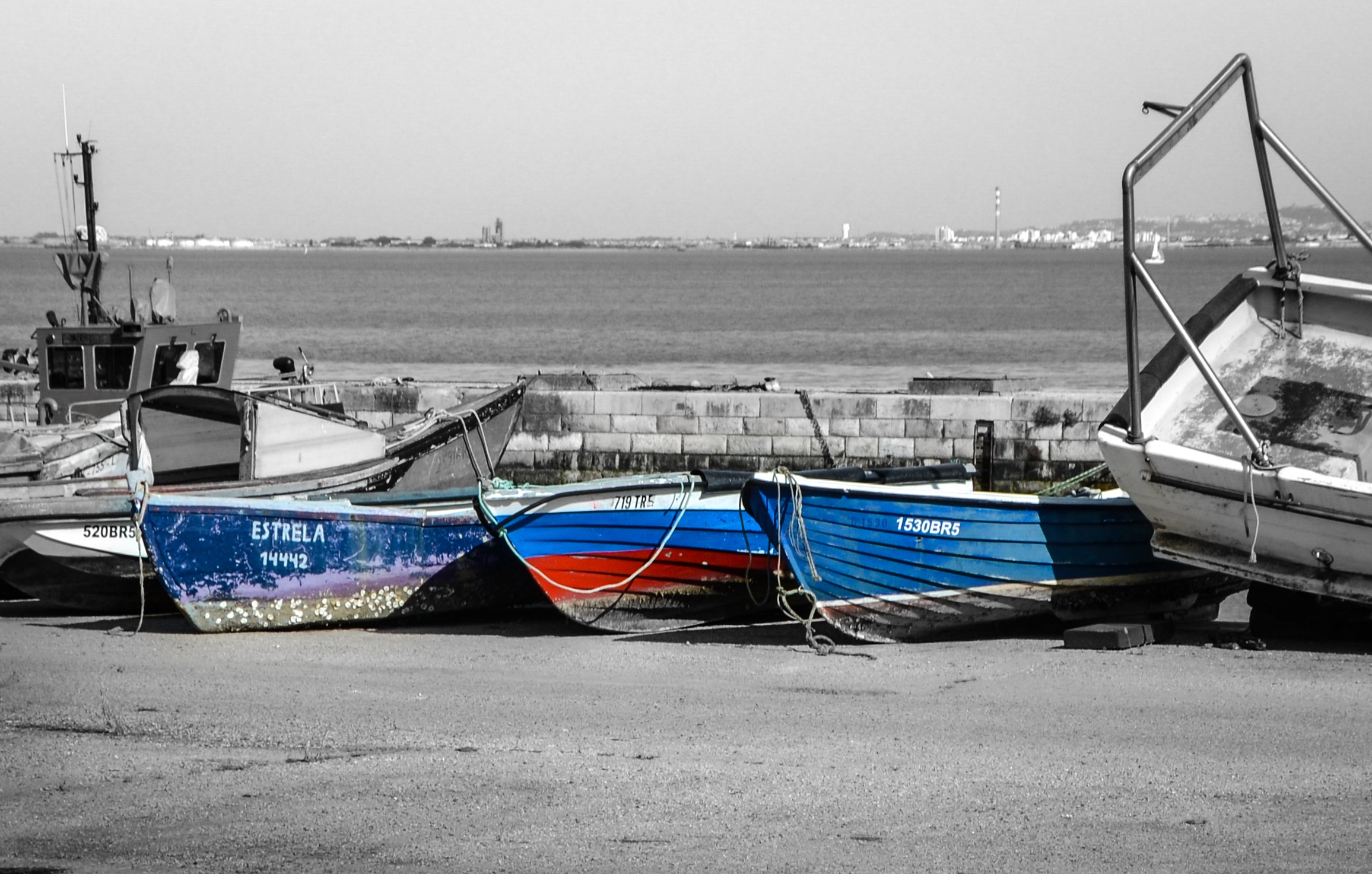 water, moored, no people, tranquility, beach, nature, blue, nautical vessel, trashed, red, land, sunlight, boats, port, fishing industry, day, transportation, HD Wallpaper