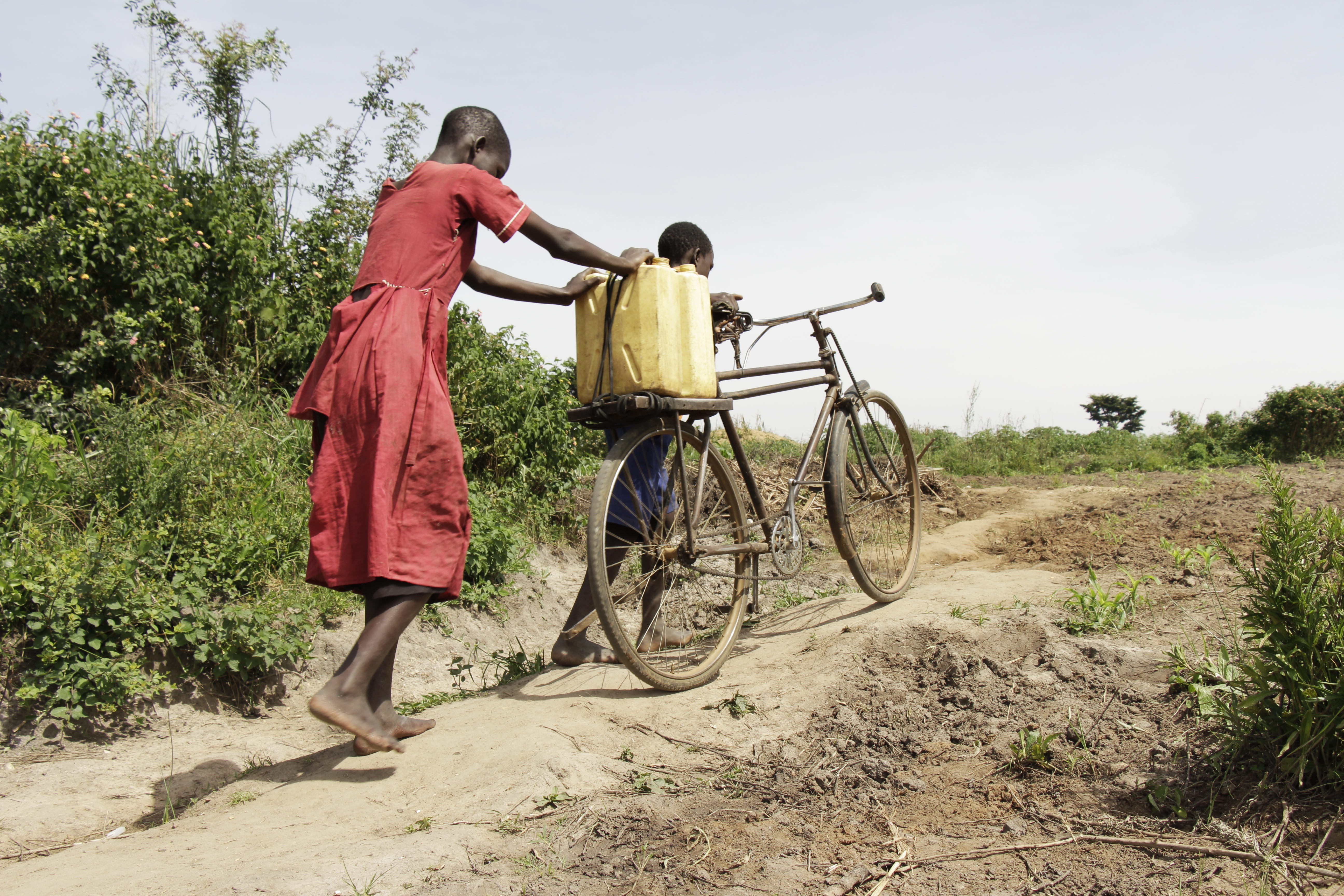bicycle, leisure activity, casual clothing, togetherness, adult, kids, sister, people of uganda, uganda, safe water, 5K, land vehicle, siblings, women, HD Wallpaper