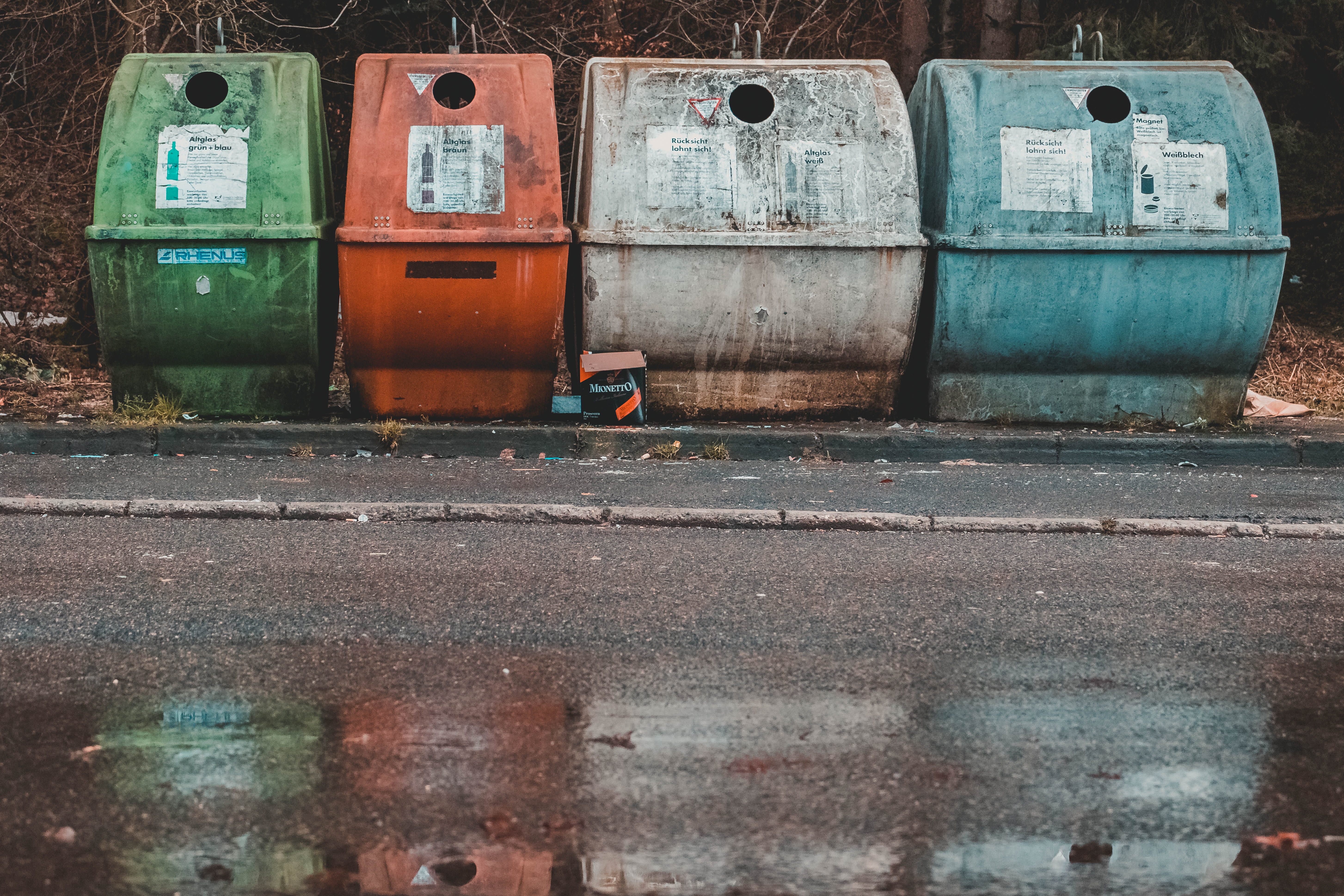 assorted, rubbish, transportation, wet, color, empty, compost, day, road, wall - building feature, business, nature, old, metal, trash, pits, near, outdoors, HD Wallpaper