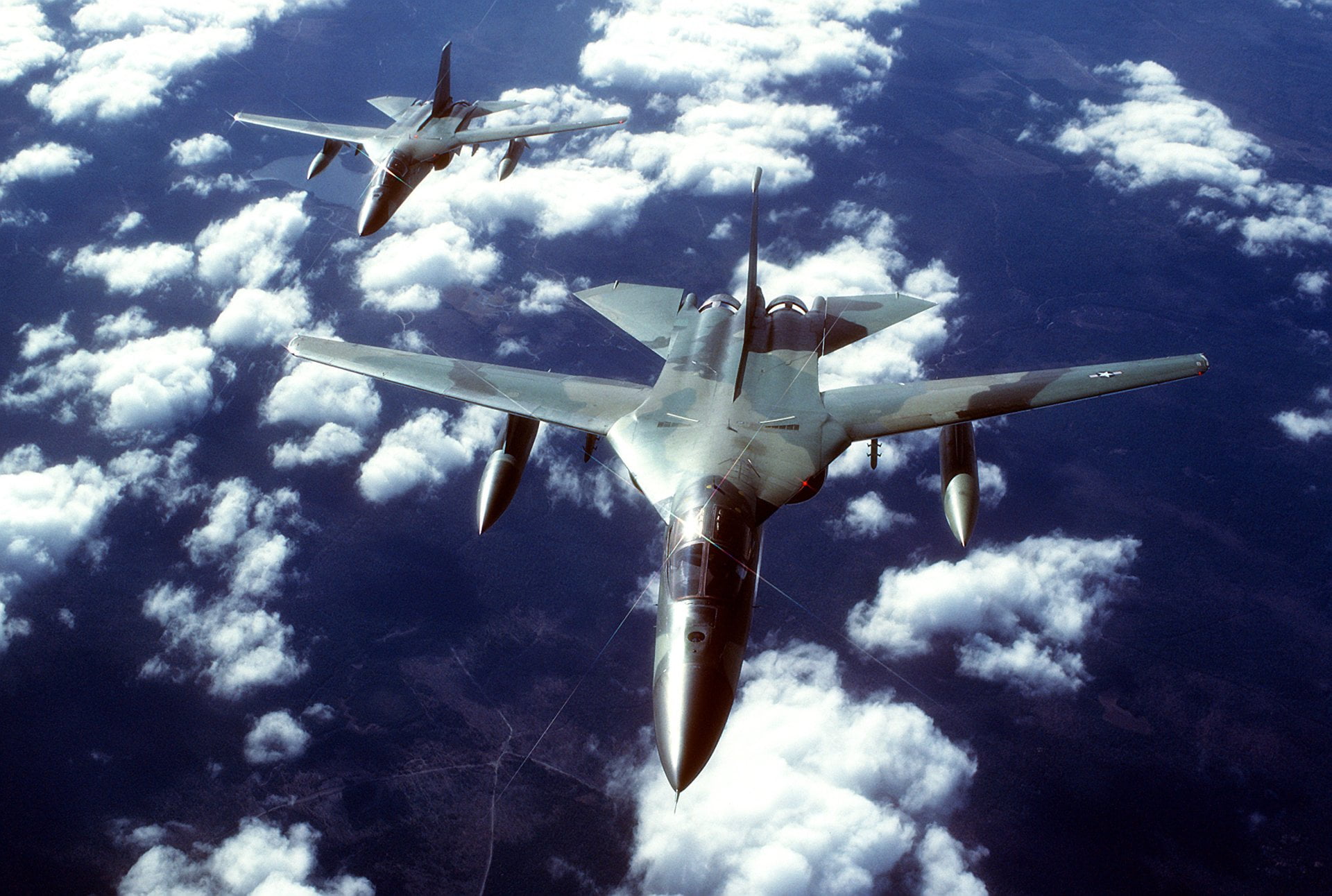 two, Fb-111, on the move, low angle view, travel, motion, transportation, mid-air, fighter plane, plane, air vehicle, blue, outdoors, nature, day, aircrafts, HD Wallpaper