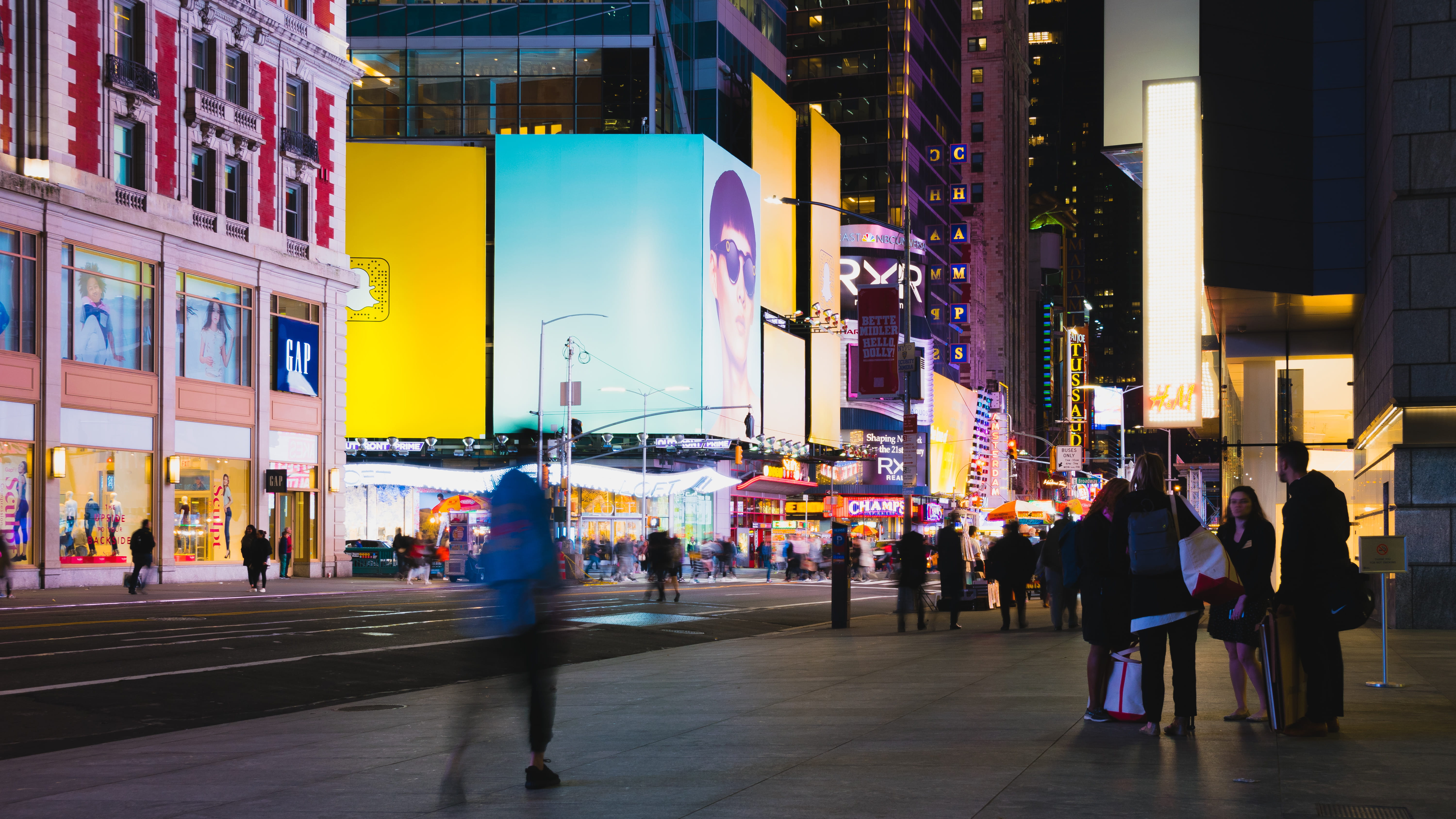 windows, city life, city, group of people, transportation, street, building, walking, long exposure, crowded, sidewalks, manhattan, times square, lifestyles, HD Wallpaper