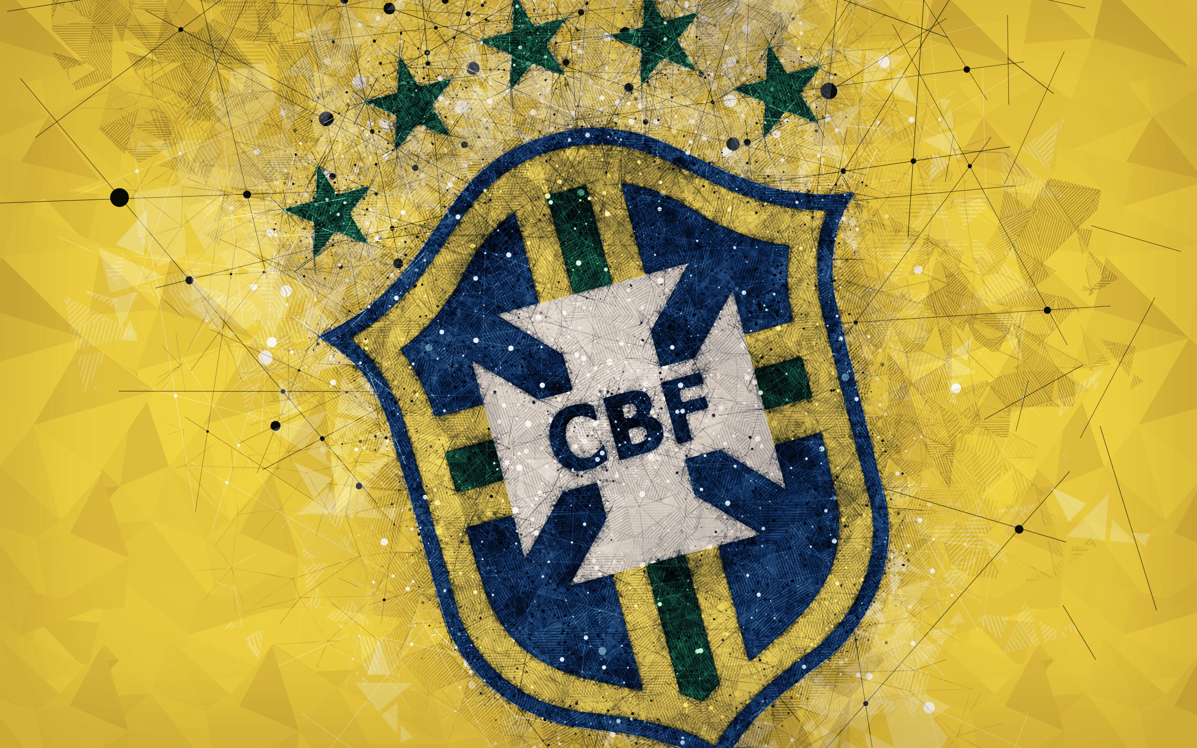 4K, Brazil National Football Team, Emblem, Brazil, Logo, Soccer, HD Wallpaper