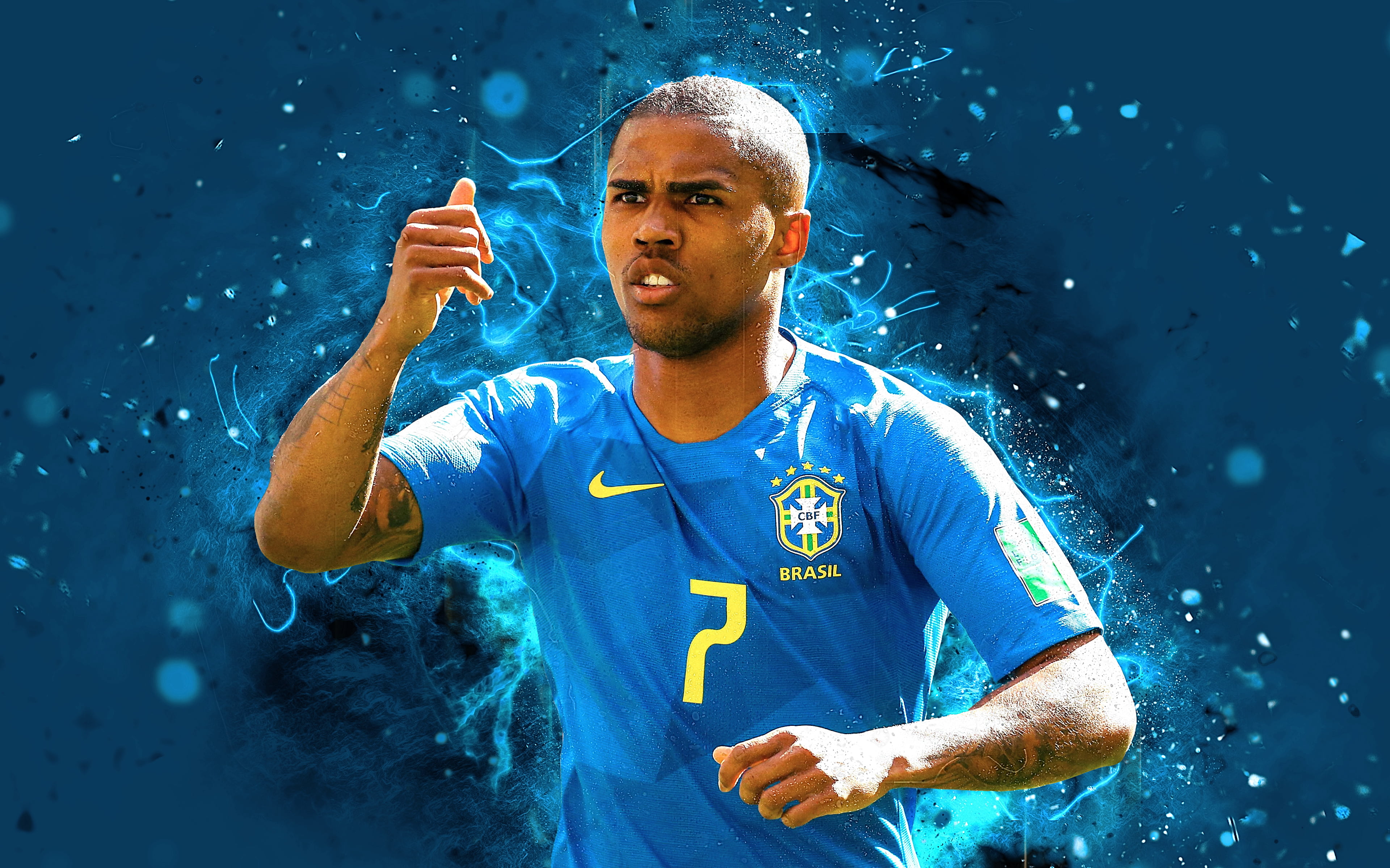 Brazil National Football Team, Soccer, Douglas Costa, 4K, HD Wallpaper