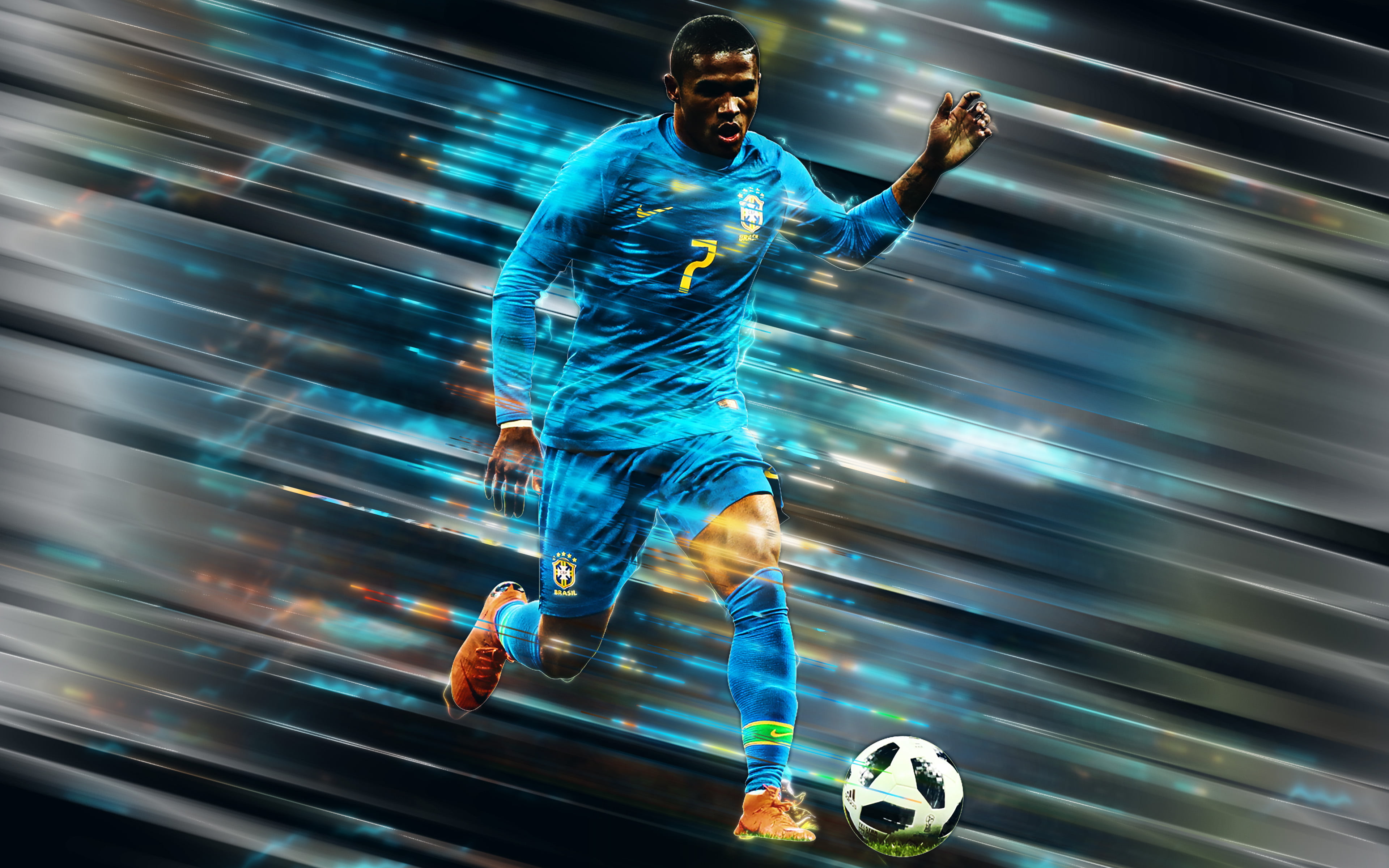 Soccer, 4K, Brazil National Football Team, Douglas Costa, HD Wallpaper