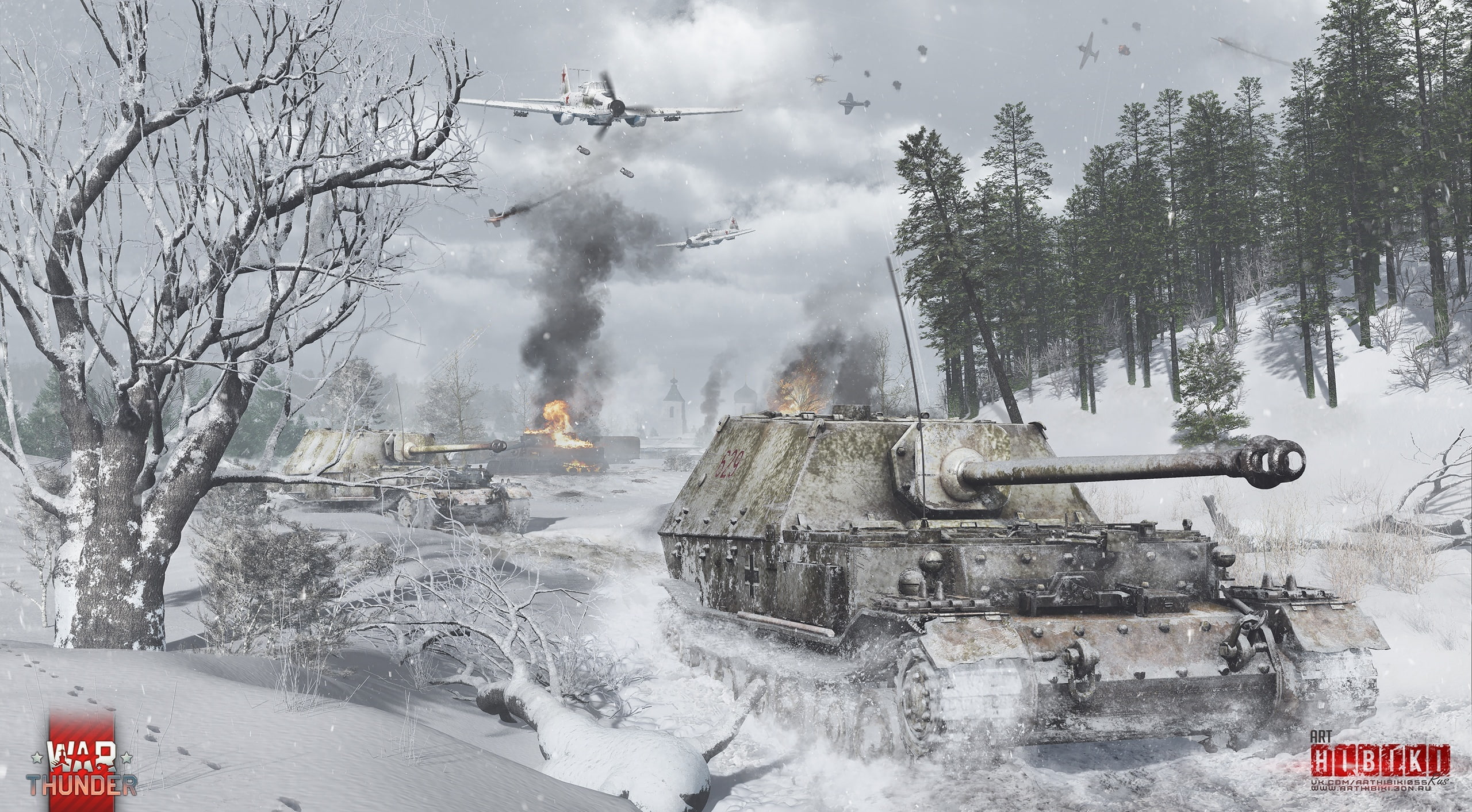 environment, hibikirus, sign, day, smoke - physical structure, sky, game, winter, world of tanks, architecture, ferdinand, plant, no people, application, HD Wallpaper