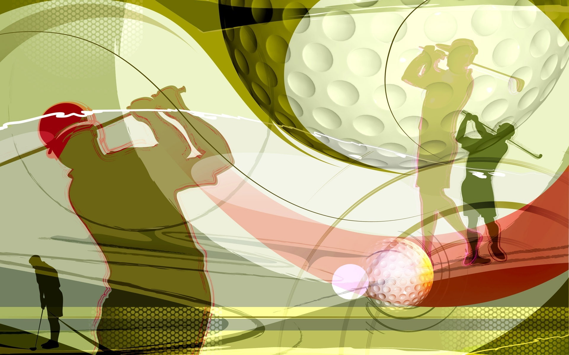 Golf, silhouette, vector, stick, collage, cap, blow, 1080P, HD Wallpaper