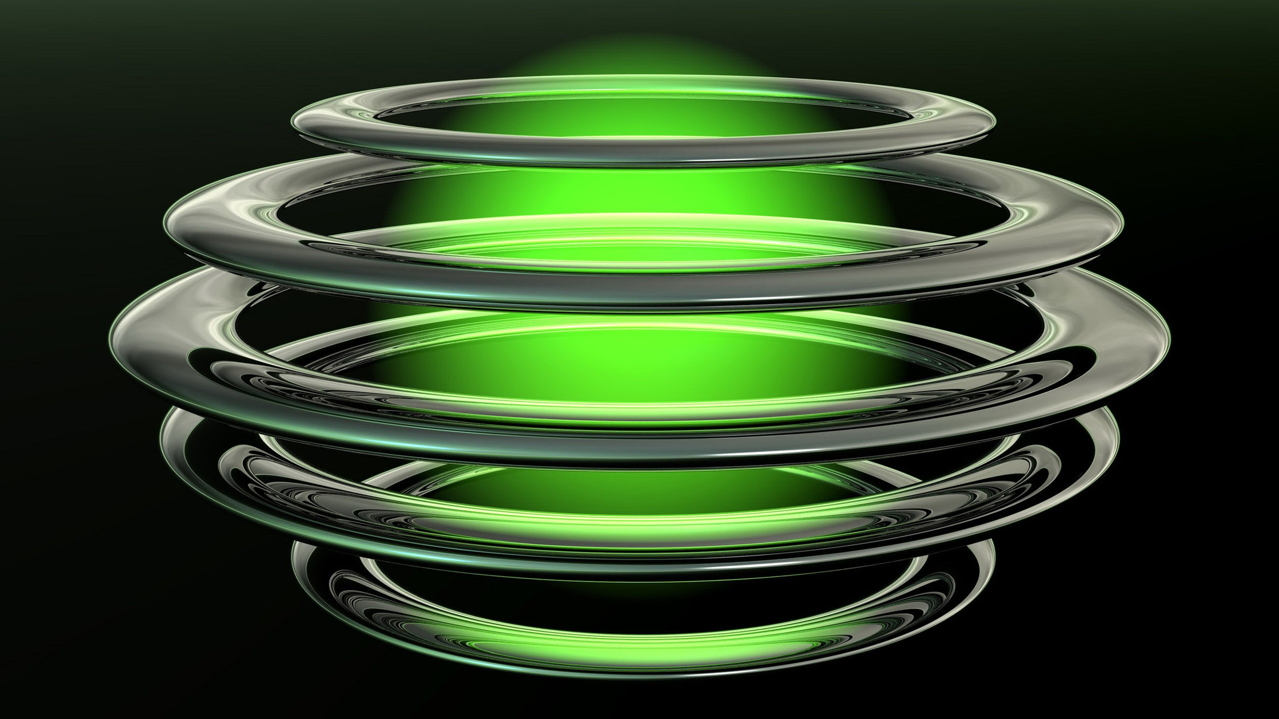 crockery, electrical equipment, clean, circle, design, digital art, light - natural phenomenon, no people, green color, geometric shape, black background, HD Wallpaper