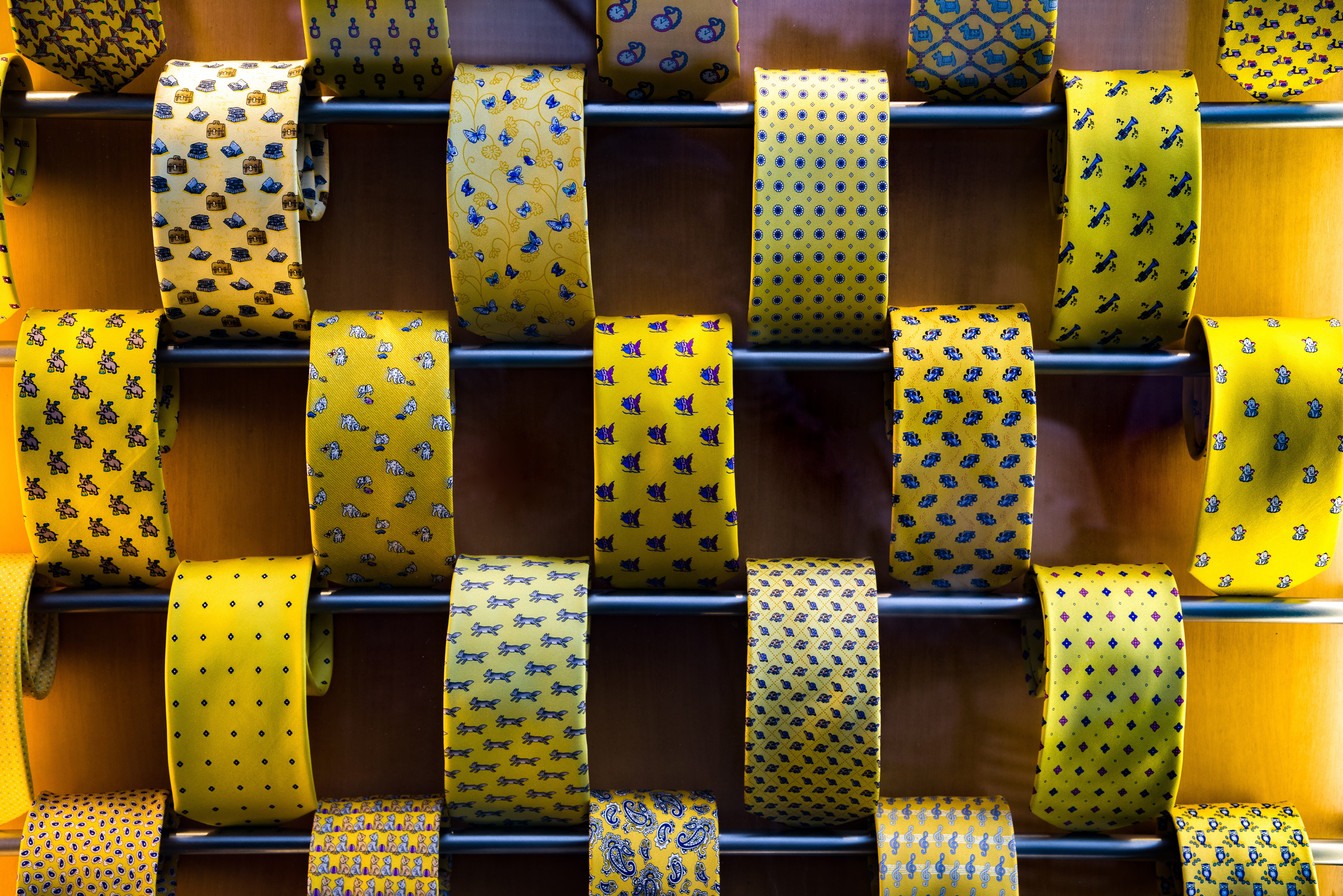 accessory, store, yellow, choice, clothing, elegance, repetition, fashion, large group of objects, geometric shape, in a row, shop, cravat, male, group of objects, HD Wallpaper
