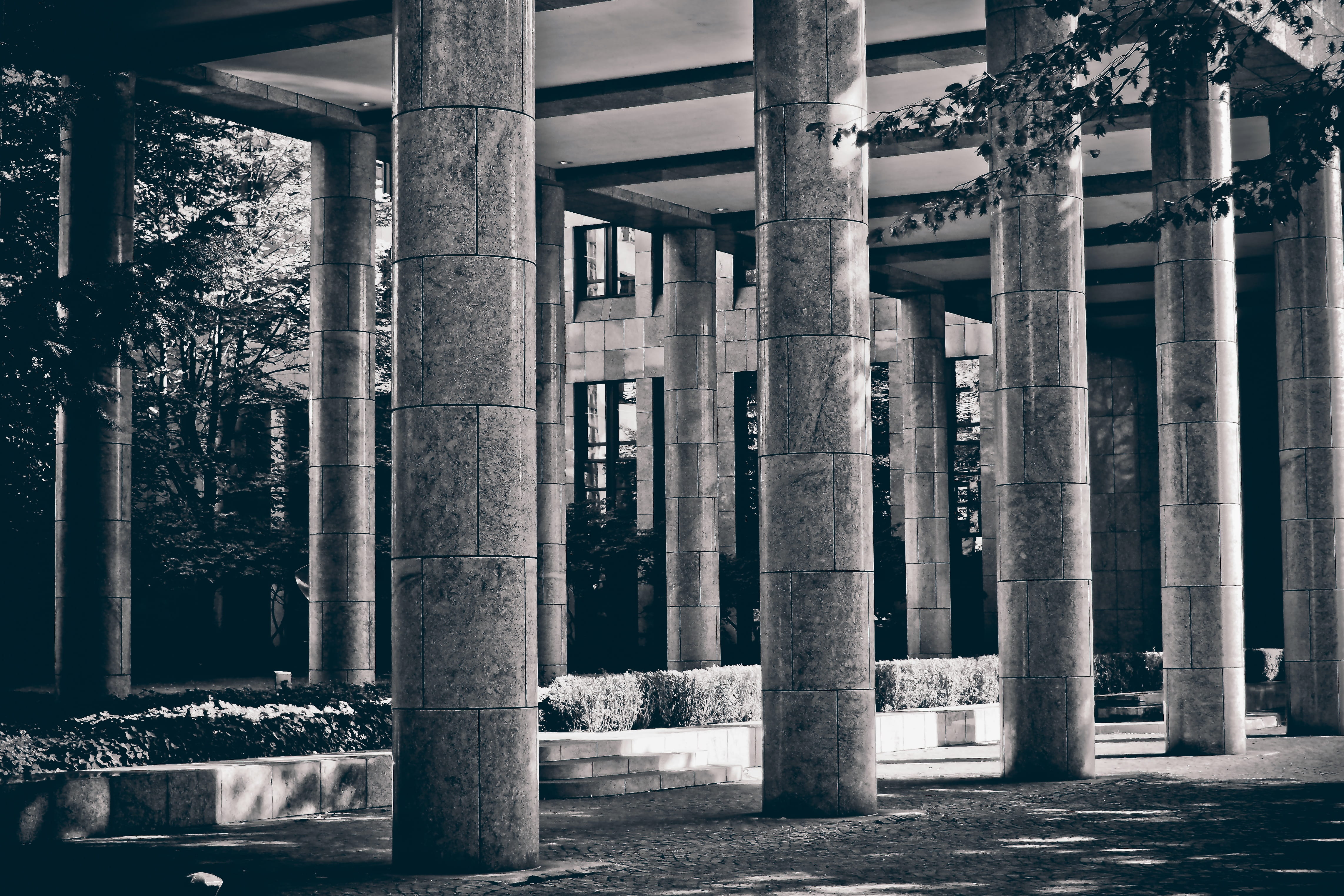 connection, contrast, lichtspiel, no people, lighting, shadow, sunlight, stone column, day, stone, arcade, building, incidence of light, architectural column, HD Wallpaper