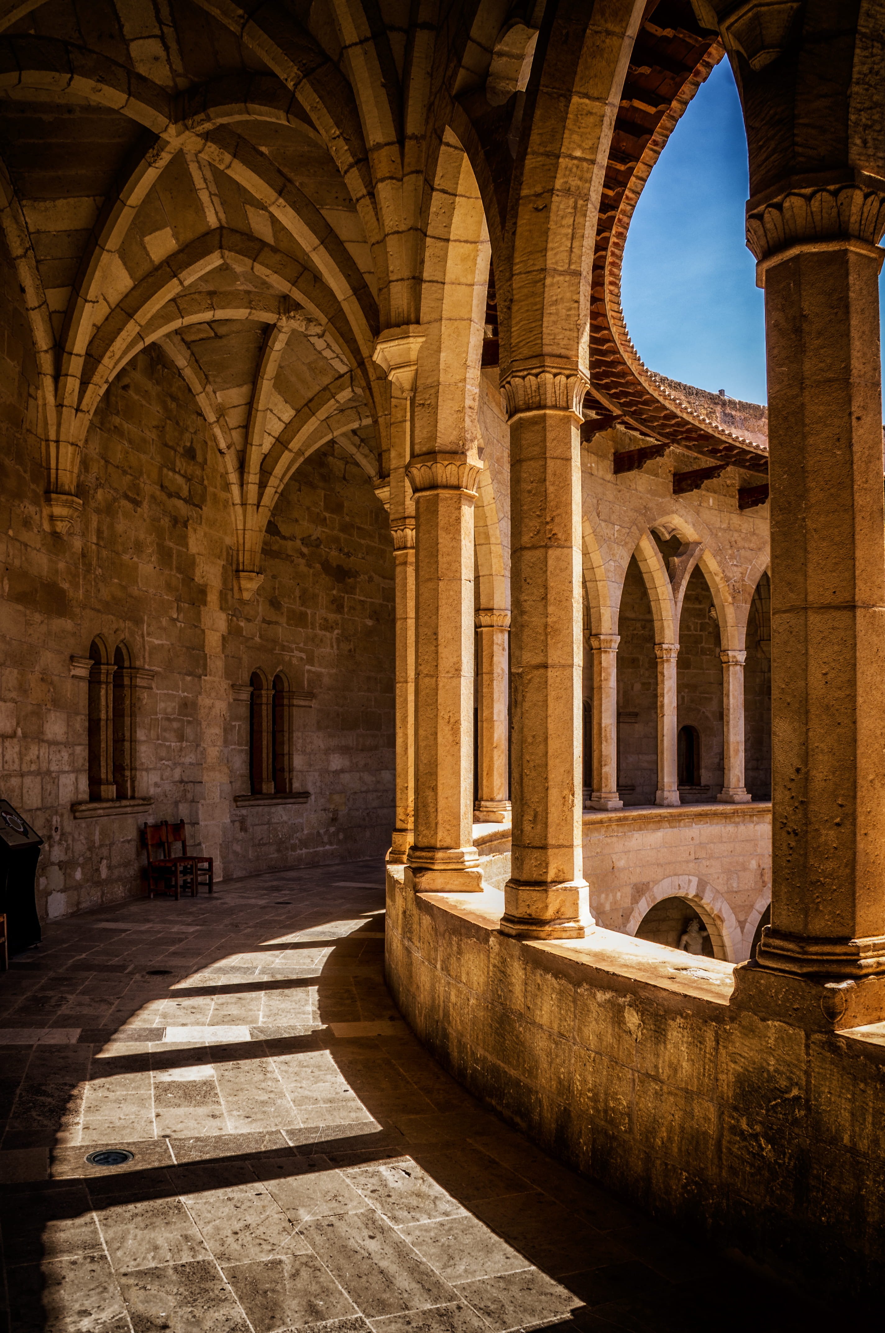tourism, arched, outdoors, stone Material, arcade, old, Bellver, cloister, arch, belief, italy, pillars, brown, famous Place, abbey, built Structure, religion, Phone HD Wallpaper