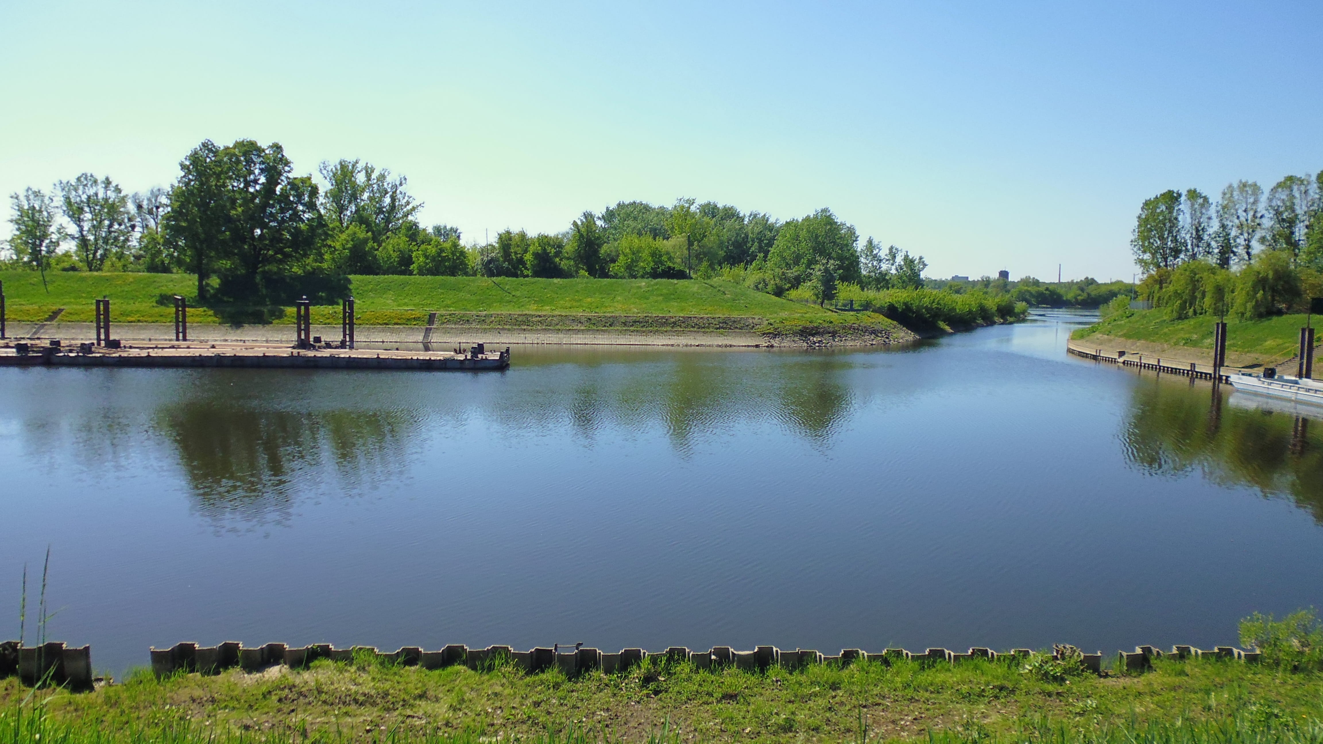 water, scenics - nature, tranquil scene, clear sky, poland, idyllic, day, landscape, sky, no people, lake, growth, grass, tranquility, pond, non-urban scene, HD Wallpaper