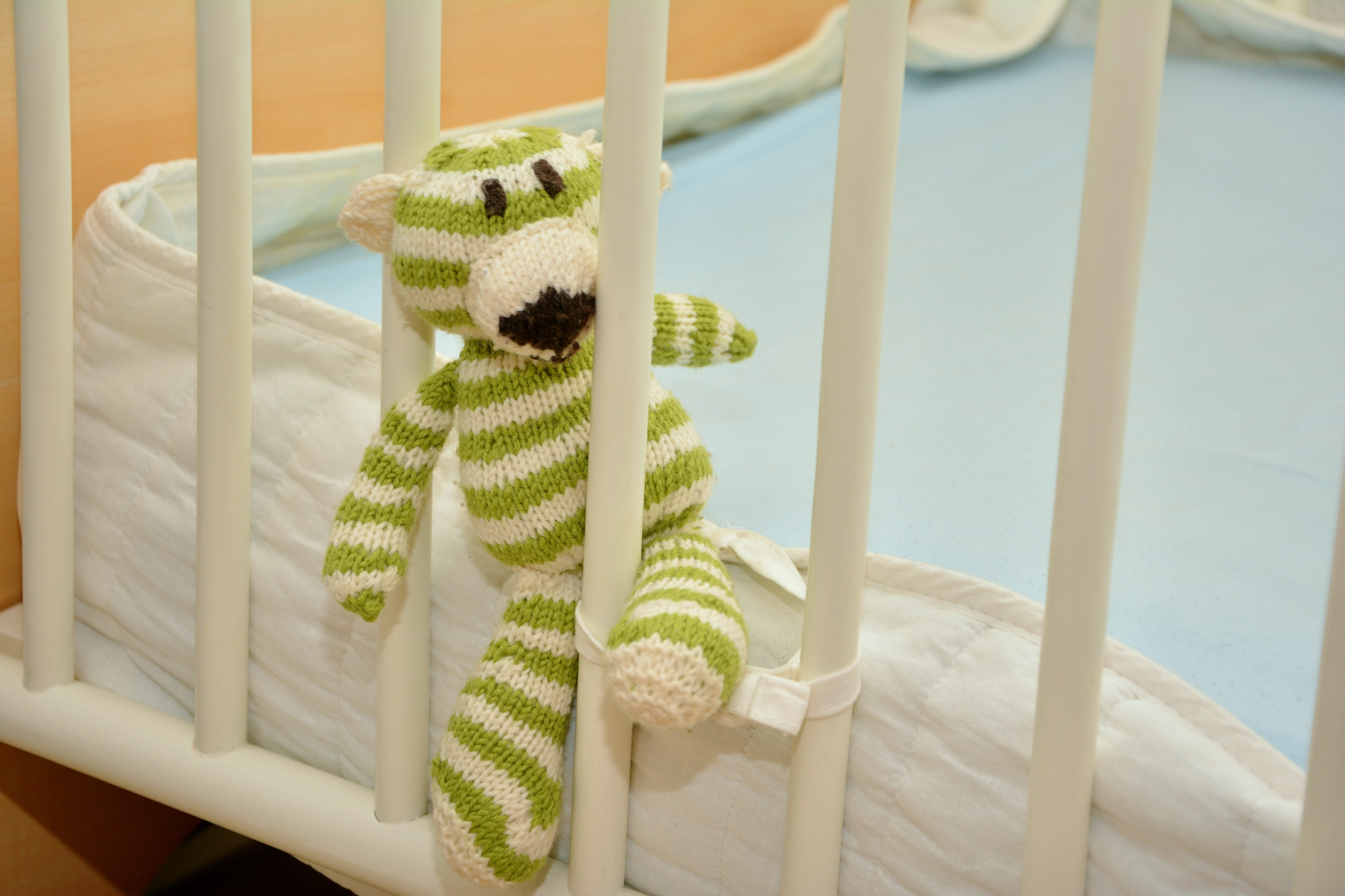 white, day, 5K, white color, childrens room, childhood, crochet, focus on foreground, art and craft, Childless, plush, inside, green, Birth, teddy, his parents, HD Wallpaper