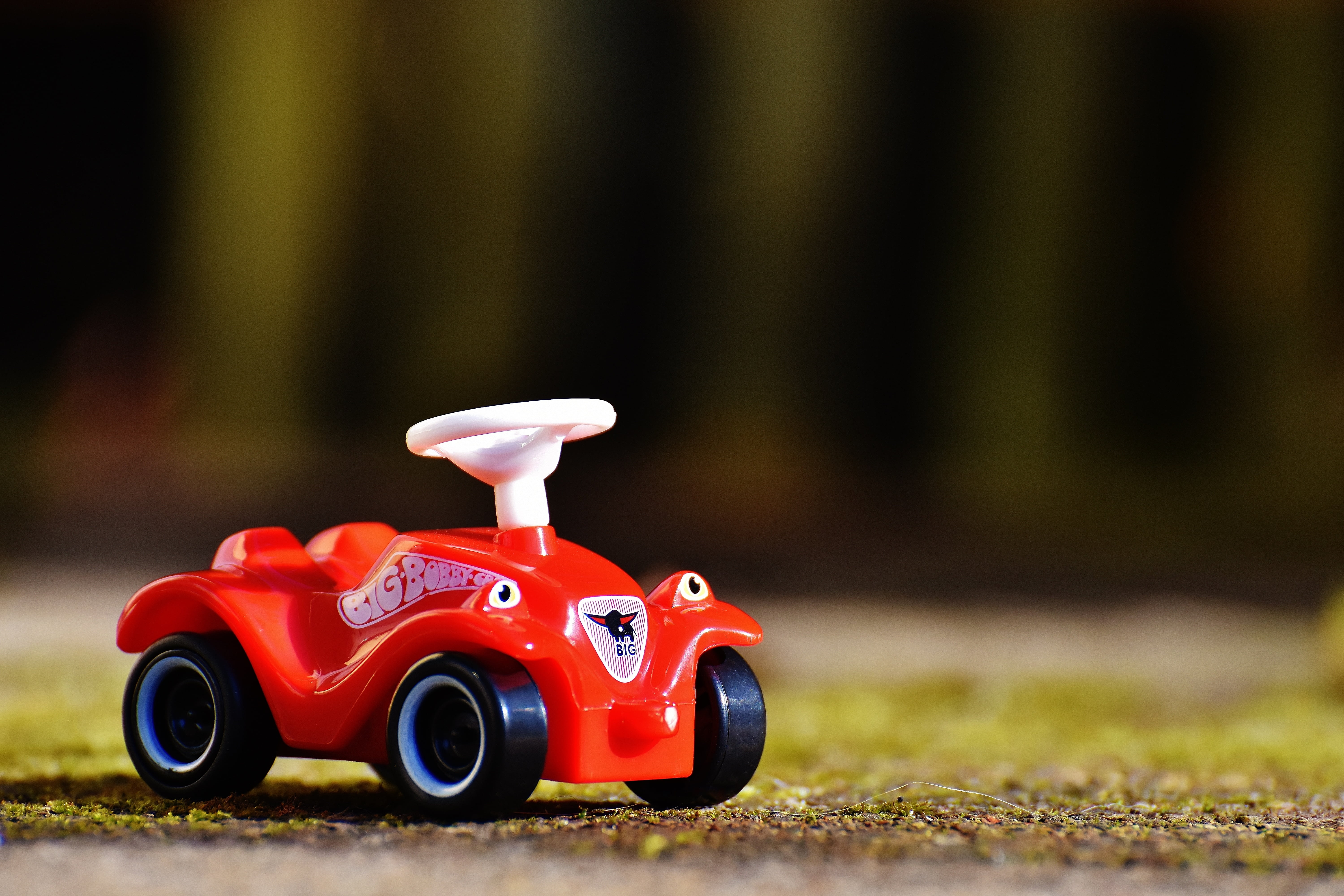 grass, funny, sport, transportation, bobby car, toy, focus on foreground, road, children, vehicle, plastic, surface level, photography, toys, selective, HD Wallpaper