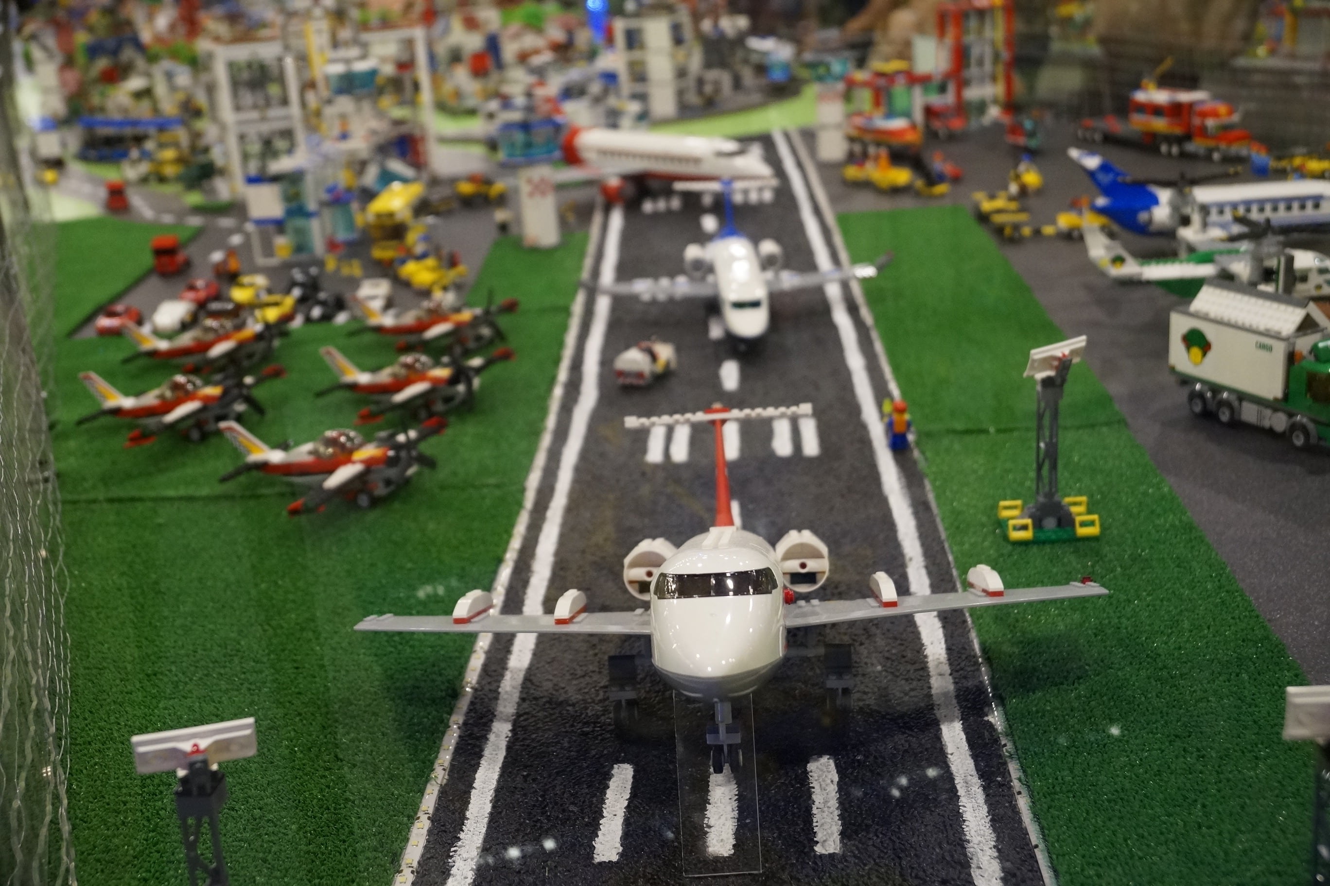 architecture, exhibition, american football - sport, competition, no people, grass, street, green color, toys, lego, lego city, figurine, focus on foreground, HD Wallpaper