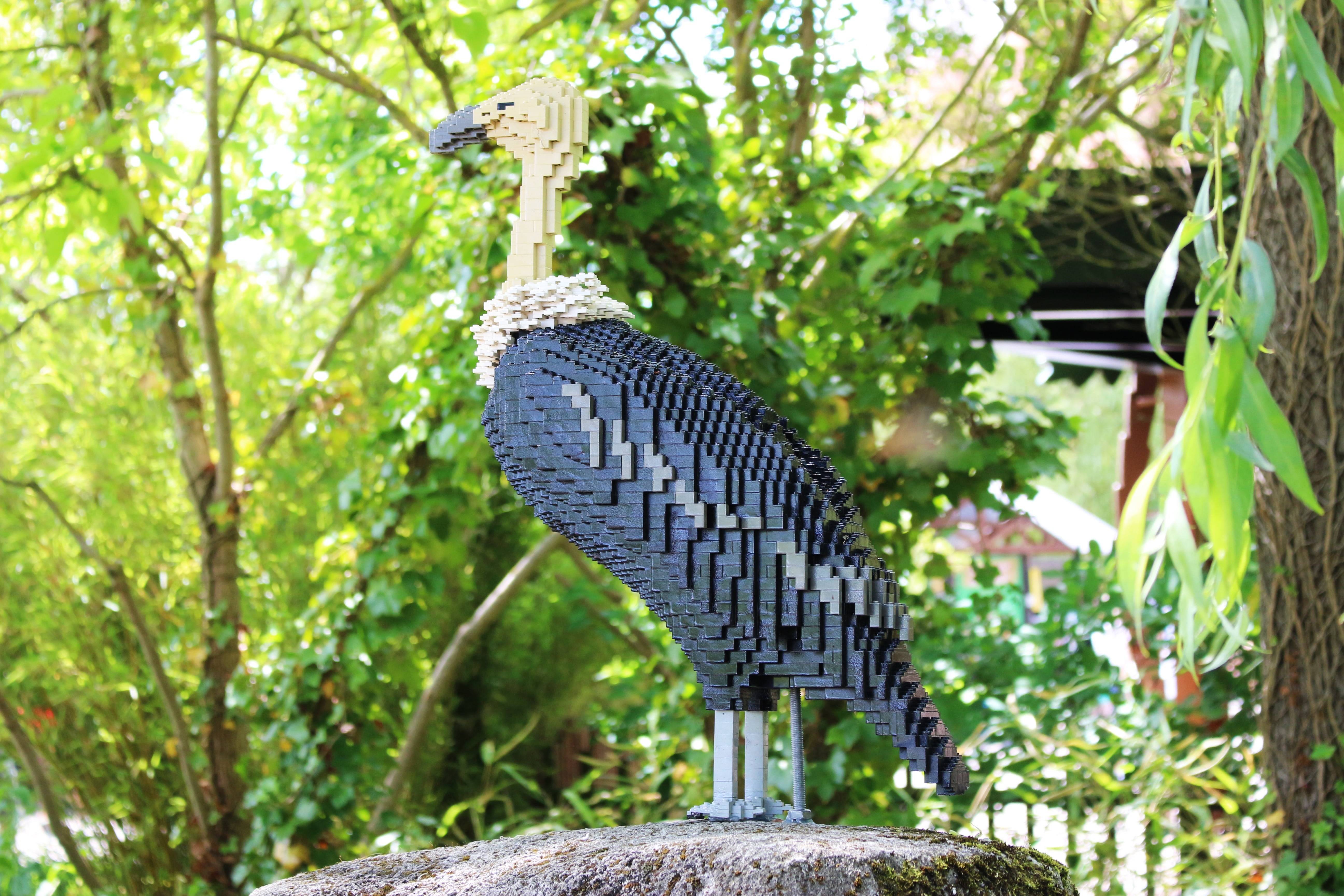 day, growth, homes, lego blocks, vertebrate, architecture, sunlight, outdoors, toys, bird, tree, focus on foreground, plant, no people, stone material, HD Wallpaper
