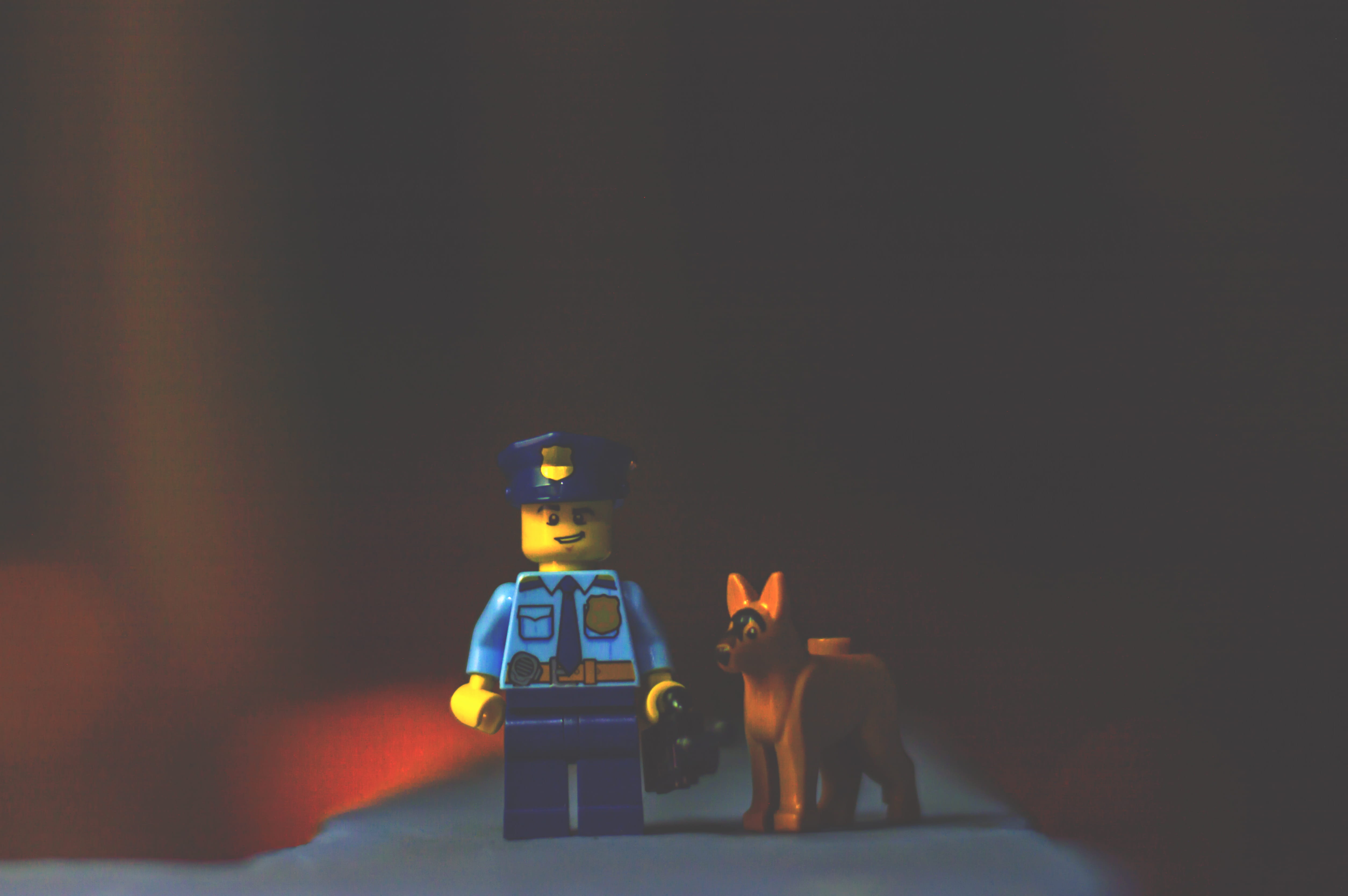 art and craft, creativity, domestic animals, police, representation, small, black background, toy car, toy, lego, domestic, people, 4K, childhood, officer, HD Wallpaper