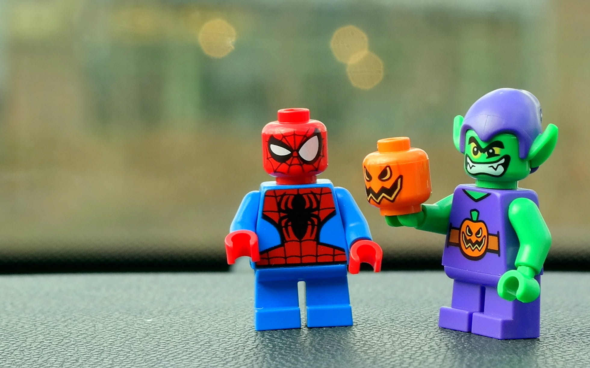 green goblin, still life, multi colored, human representation, figurine, figures, plastic, art and craft, lego, pumpkin, representation, close up, male likeness, HD Wallpaper