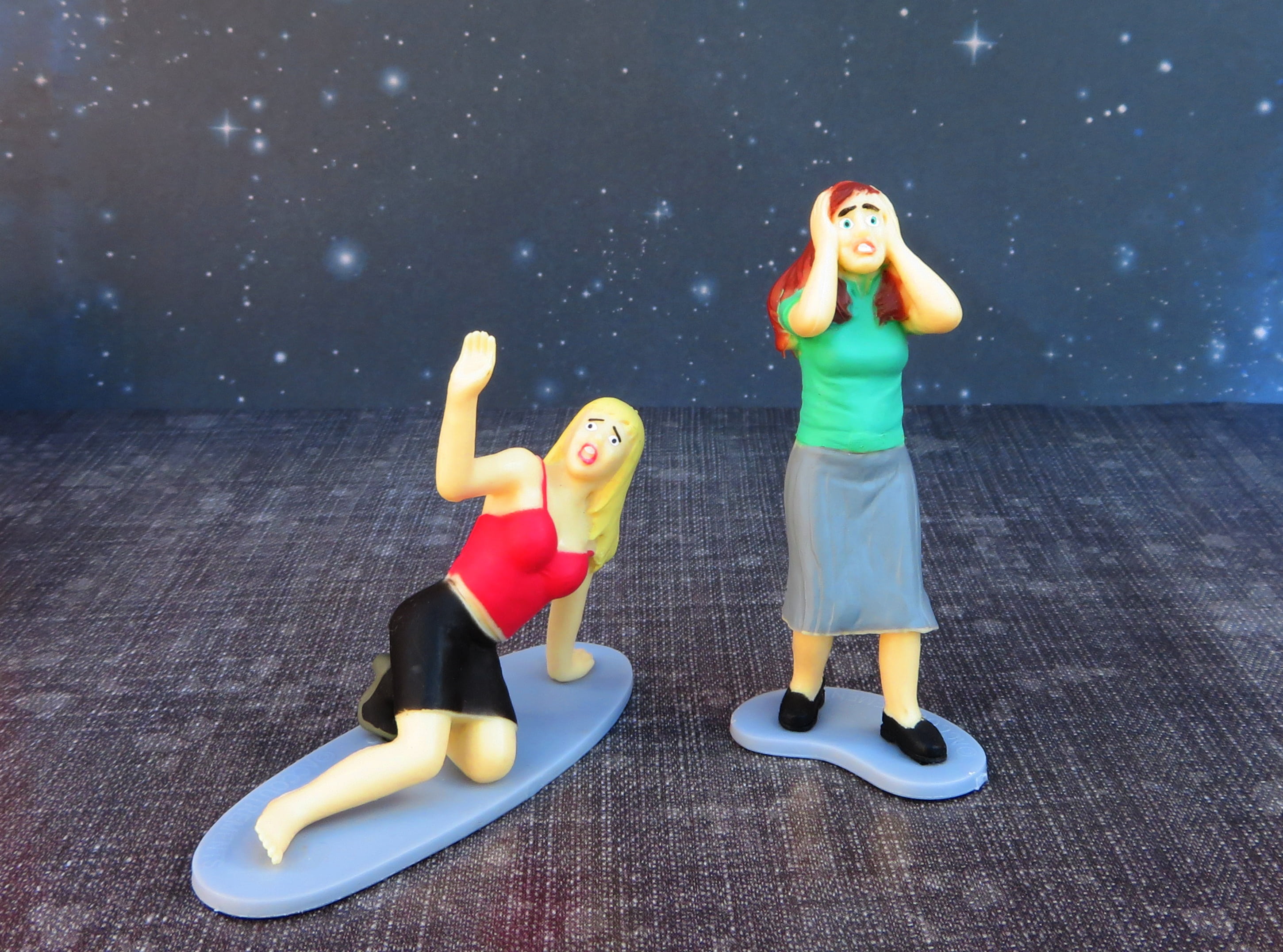 action figure, women, escape, two people, adult, terrified, togetherness, 2K, fun, indoors, horrified, toy, human representation, figurine, scared, snow, HD Wallpaper