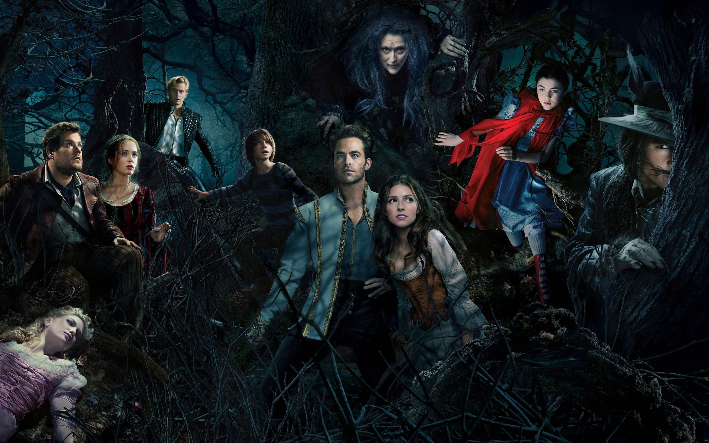 2K, woods, Musical, characters, be afraid of your desires, The farther into the forest, Into the Woods, all the characters, fantasy, HD Wallpaper